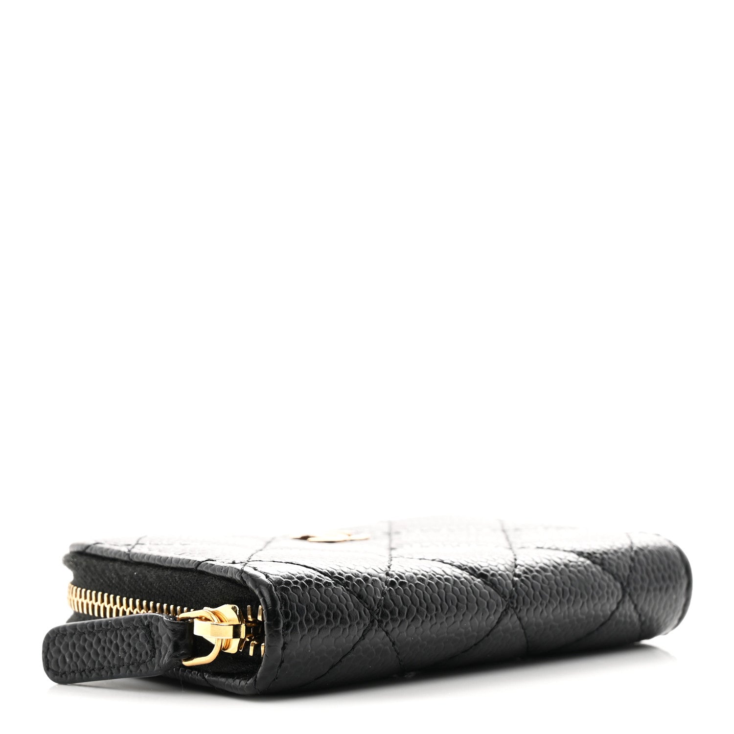 Caviar Quilted Zip Coin Purse Black