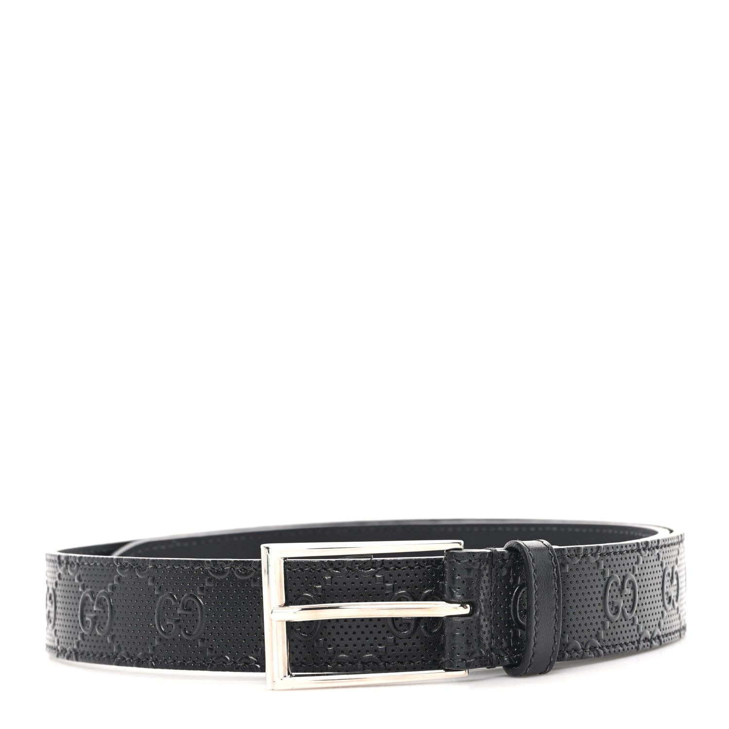 Calfskin GG Tennis Embossed Double G 40mm Belt 80 32 Black