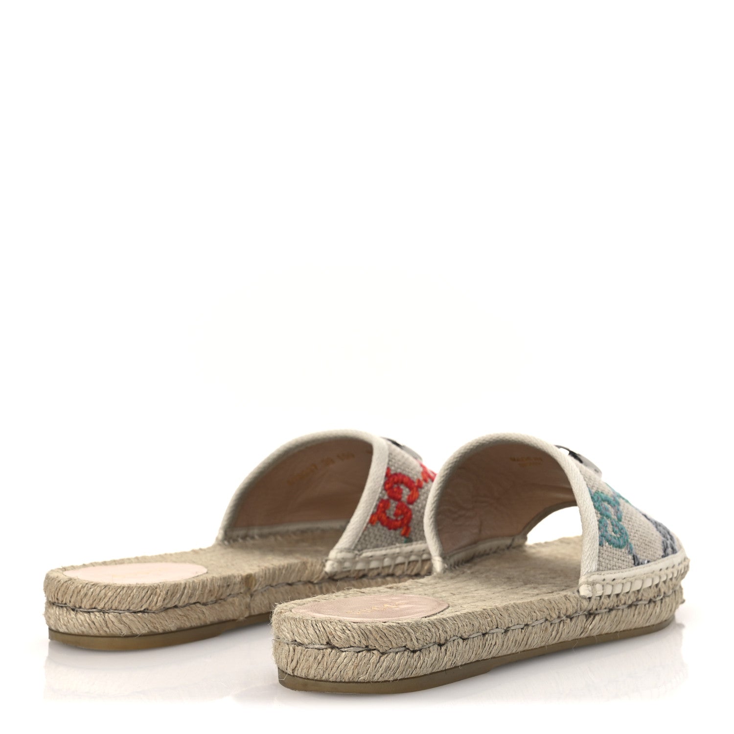 Linen Psychedelic Mini GG Espadrille Slide Sandals 39 Multicolor