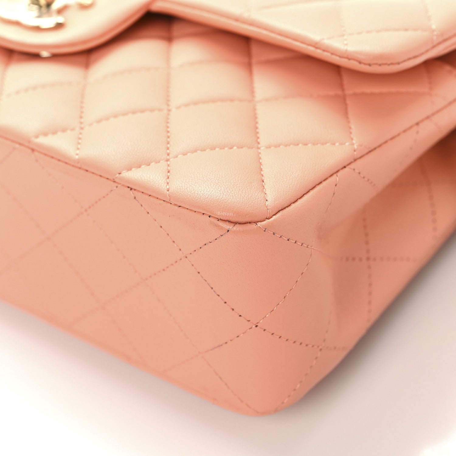 Lambskin Quilted Small Double Flap Light Orange
