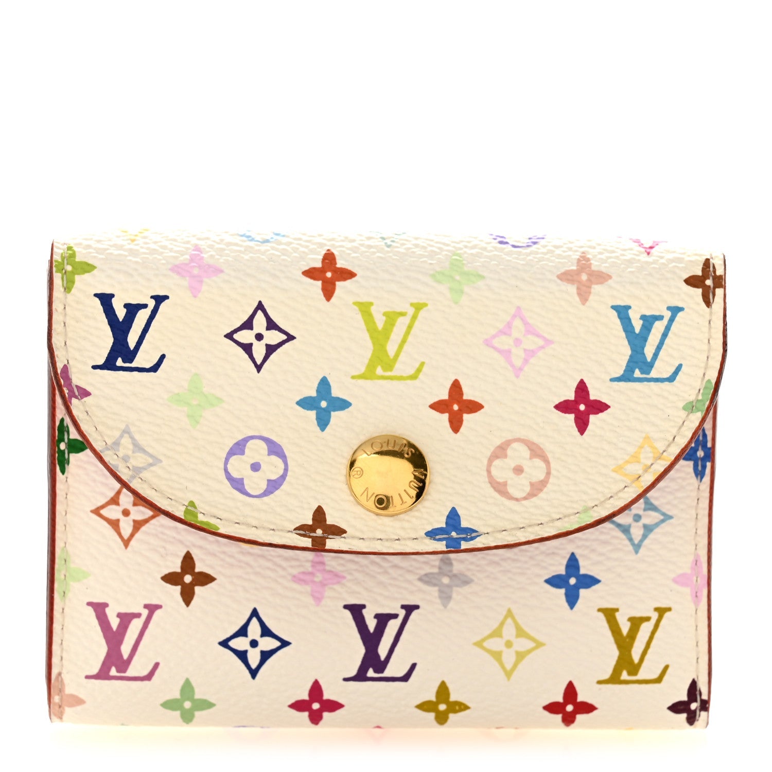 Monogram Multicolor Business Card Holder White Litchi