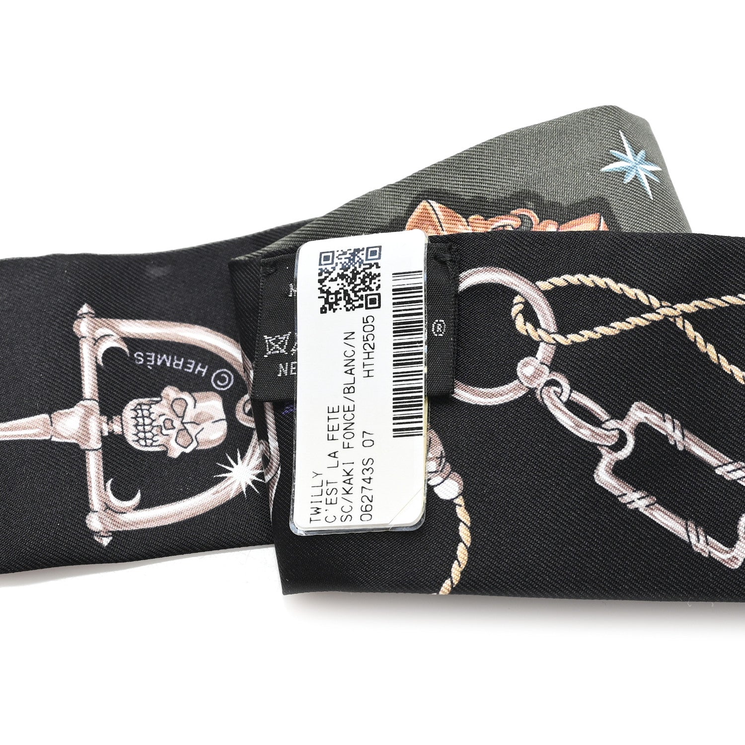 Silk C'est la Fete Twilly Kaki Fonce White Black