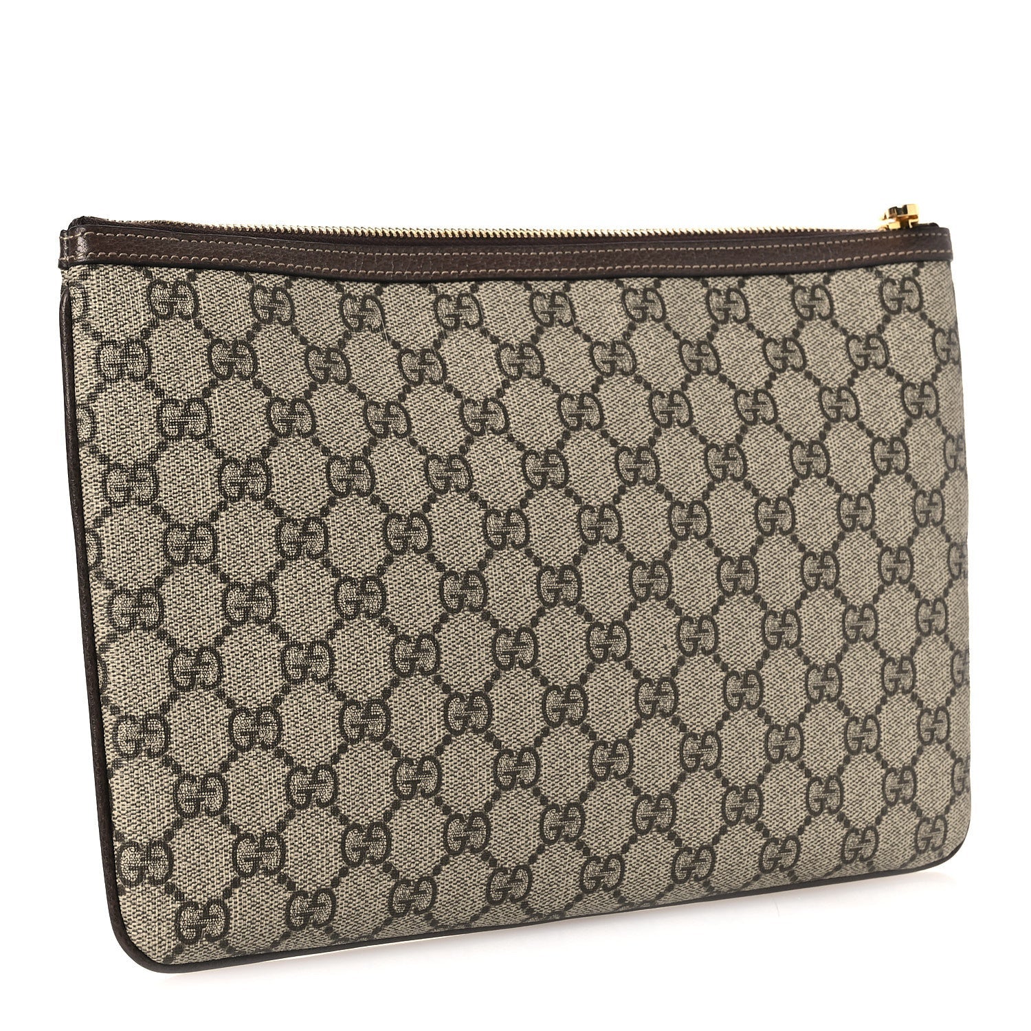 GG Supreme Monogram Large Ophidia Pouch Clutch Brown