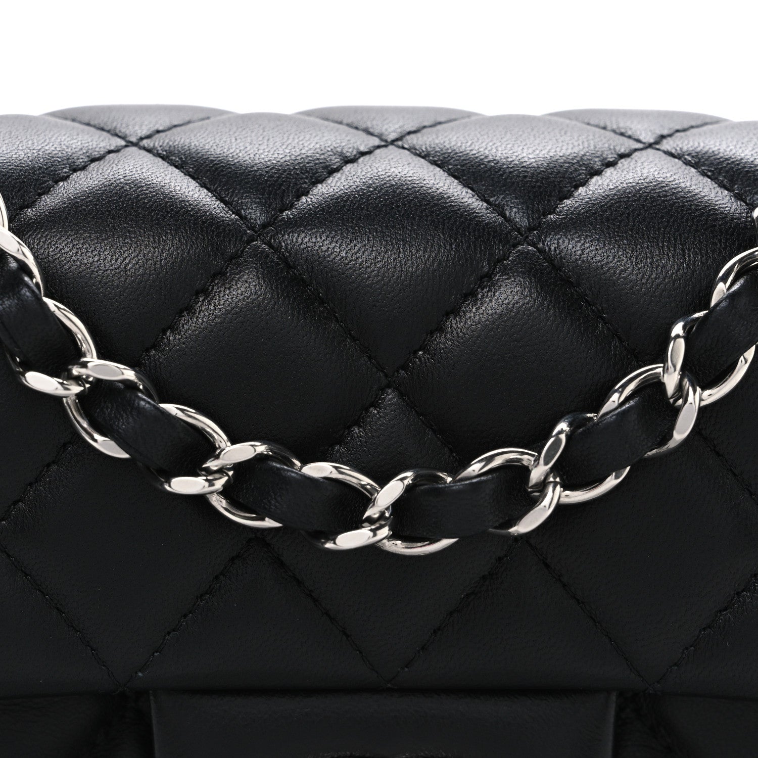 Lambskin Quilted Mini Rectangular Flap Black