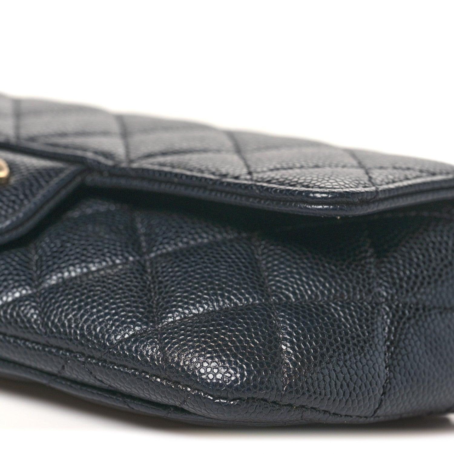 Caviar Quilted Glasses Case With Chain Black