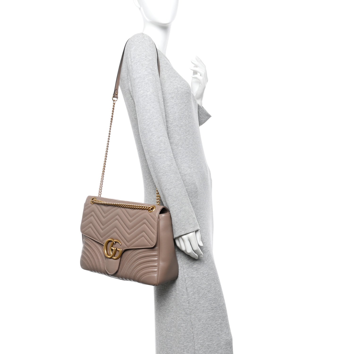 Calfskin Matelasse Large GG Marmont Shoulder Bag Porcelain Rose