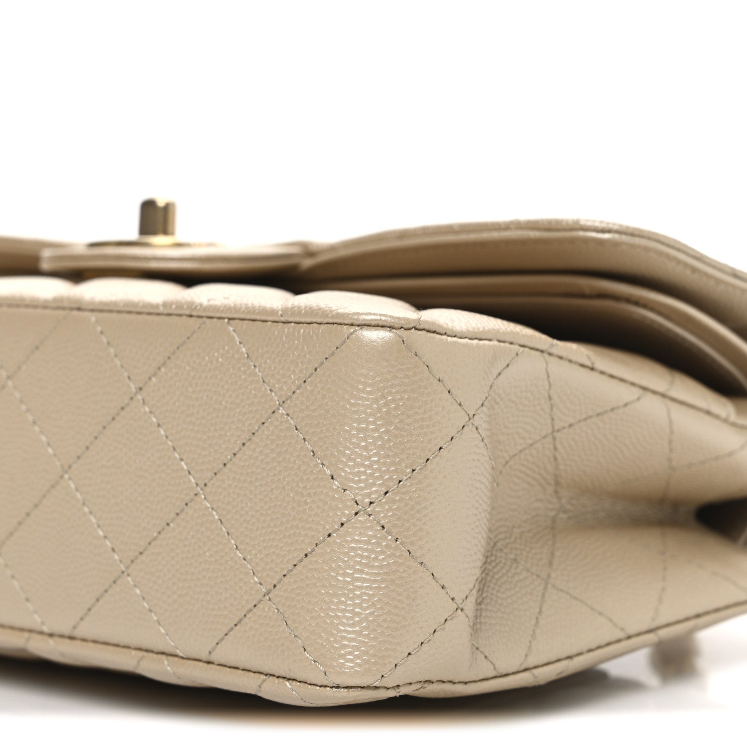 Metallic Caviar Quilted Small Double Flap Gold