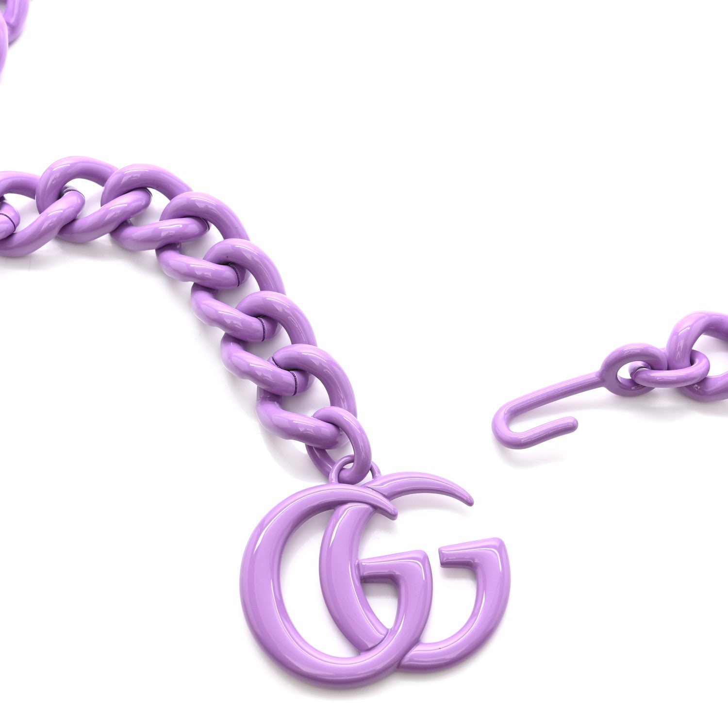 Varnished Metal GG Marmont Chain Belt Purple