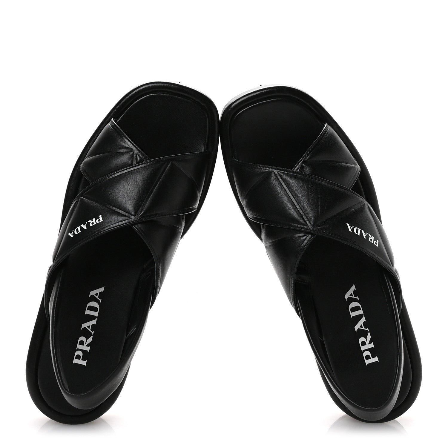 Nappa Quilted Padded Platform Slingback Sandals 38.5 Black