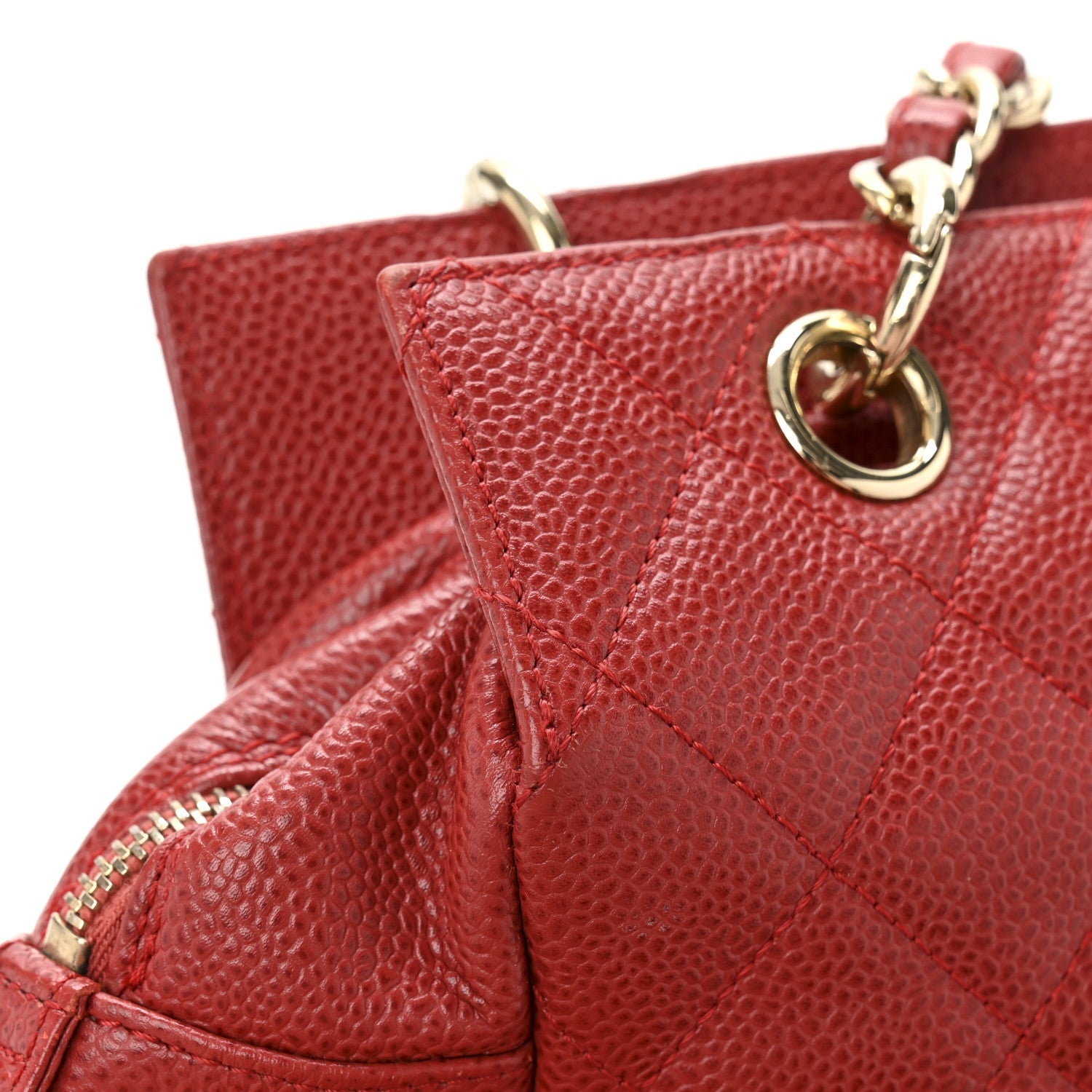 Caviar Quilted Petit Timeless Shopping Tote PTT Red