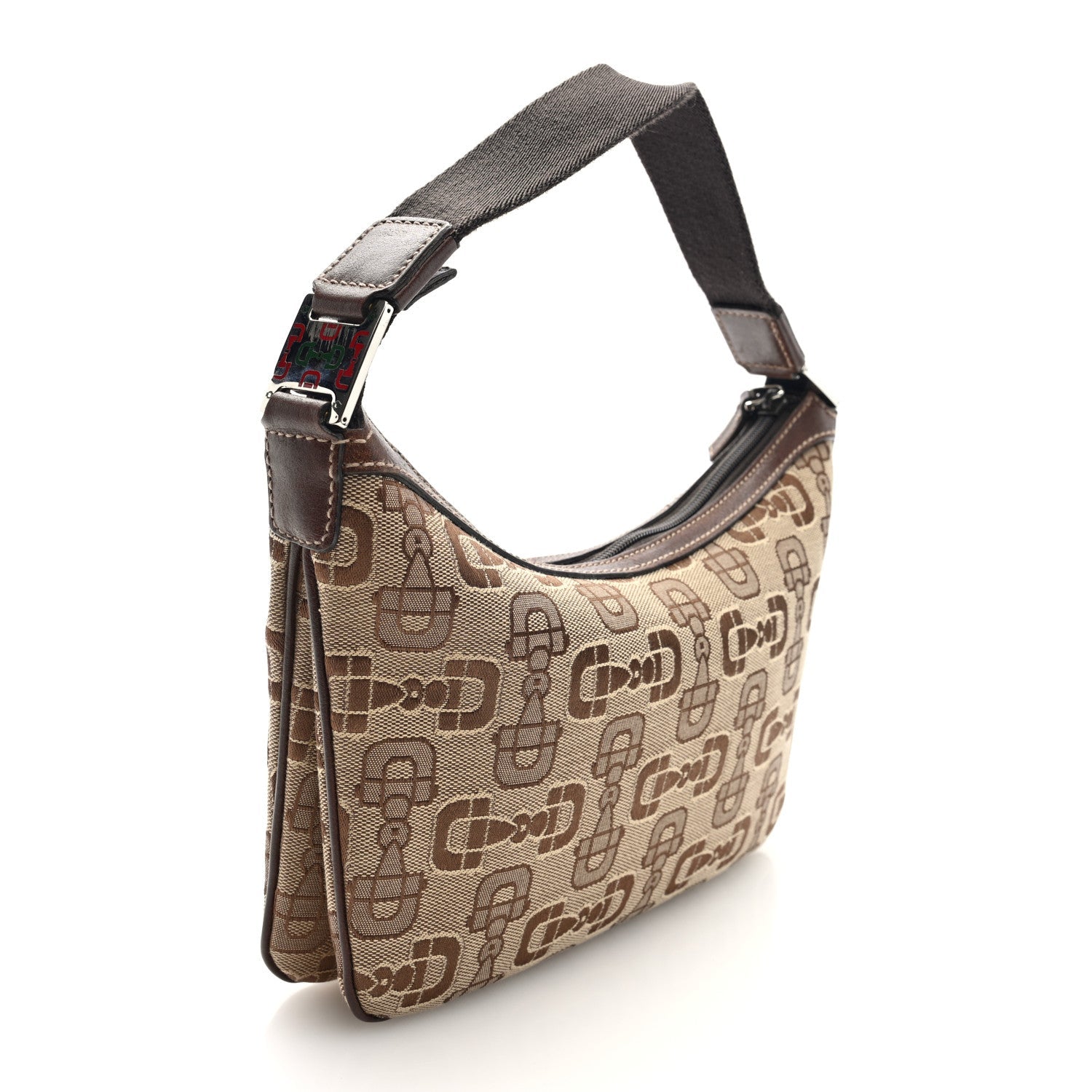 Canvas Horsebit Print Medium Pop Hobo Dark Brown