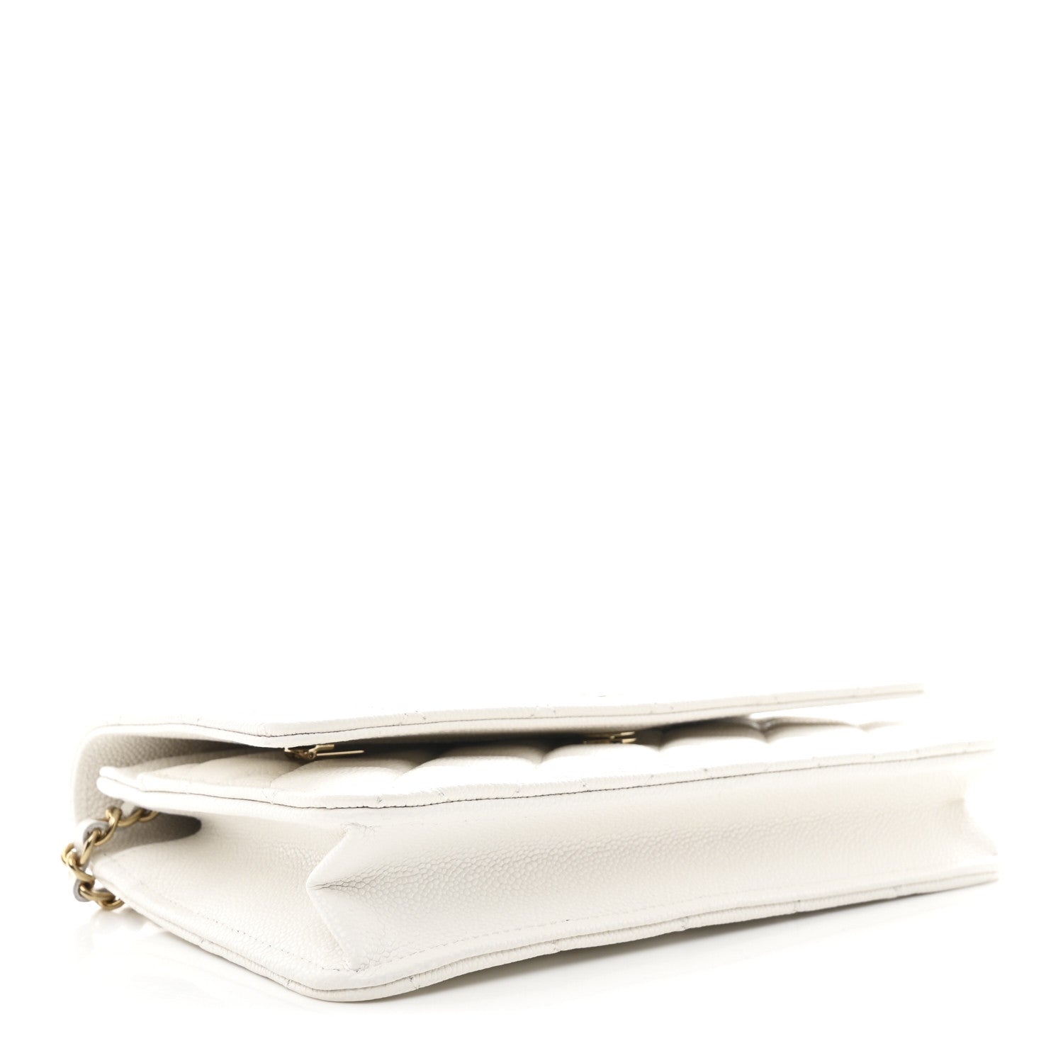 Caviar Quilted Wallet On Chain WOC White