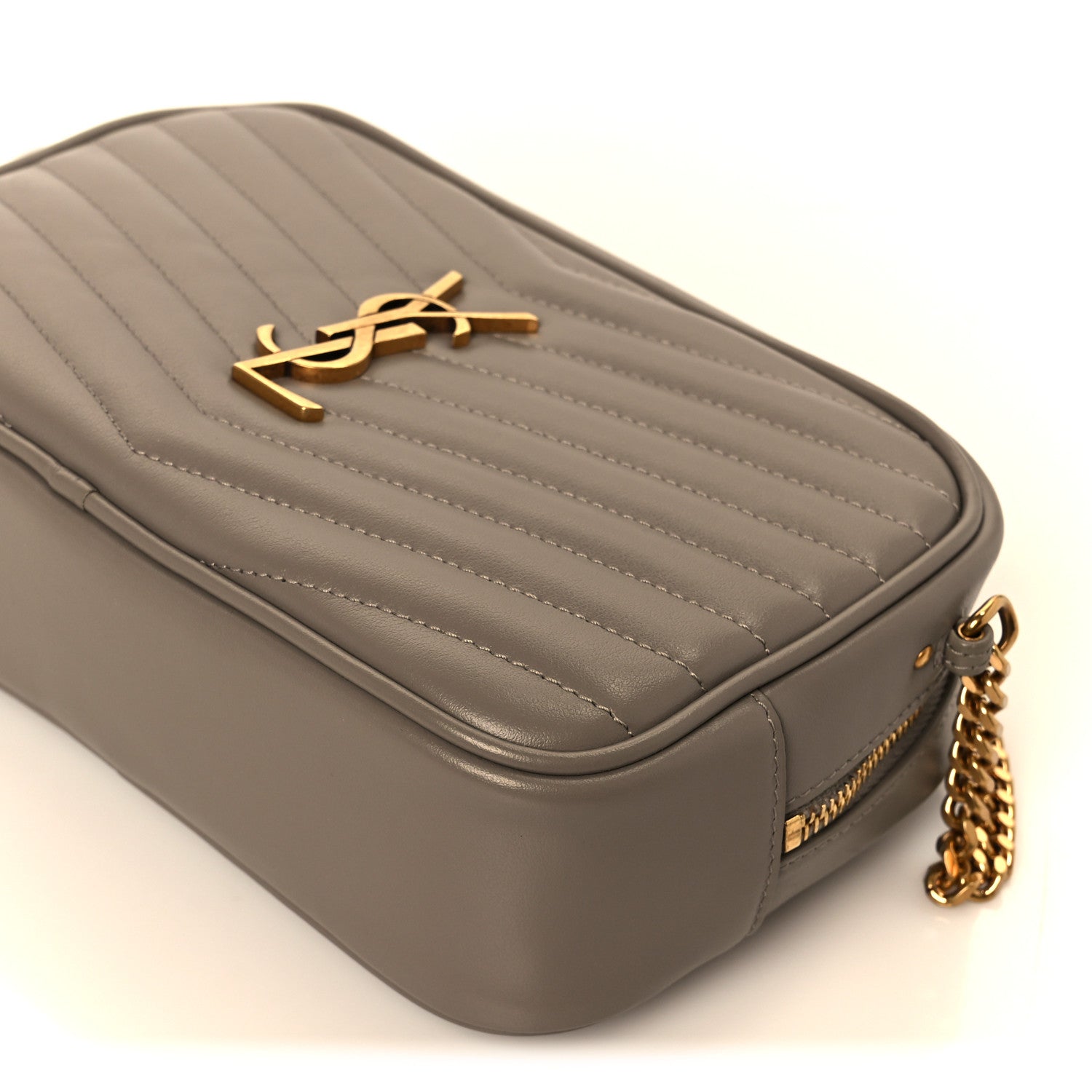 Calfskin Matelasse Monogram Mini Lou Camera Bag Greyish Brown