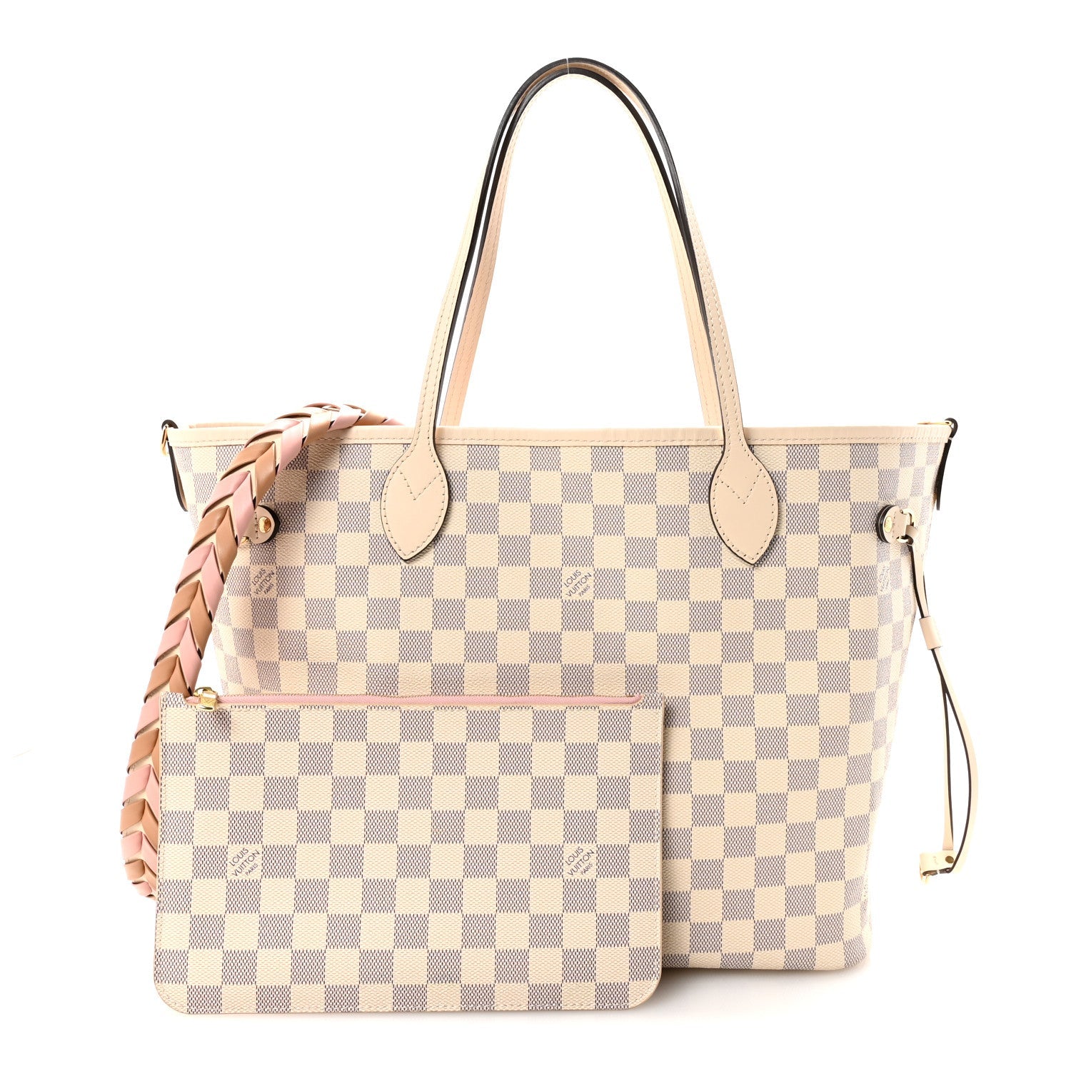 Damier Azur Braided Neverfull MM Pink