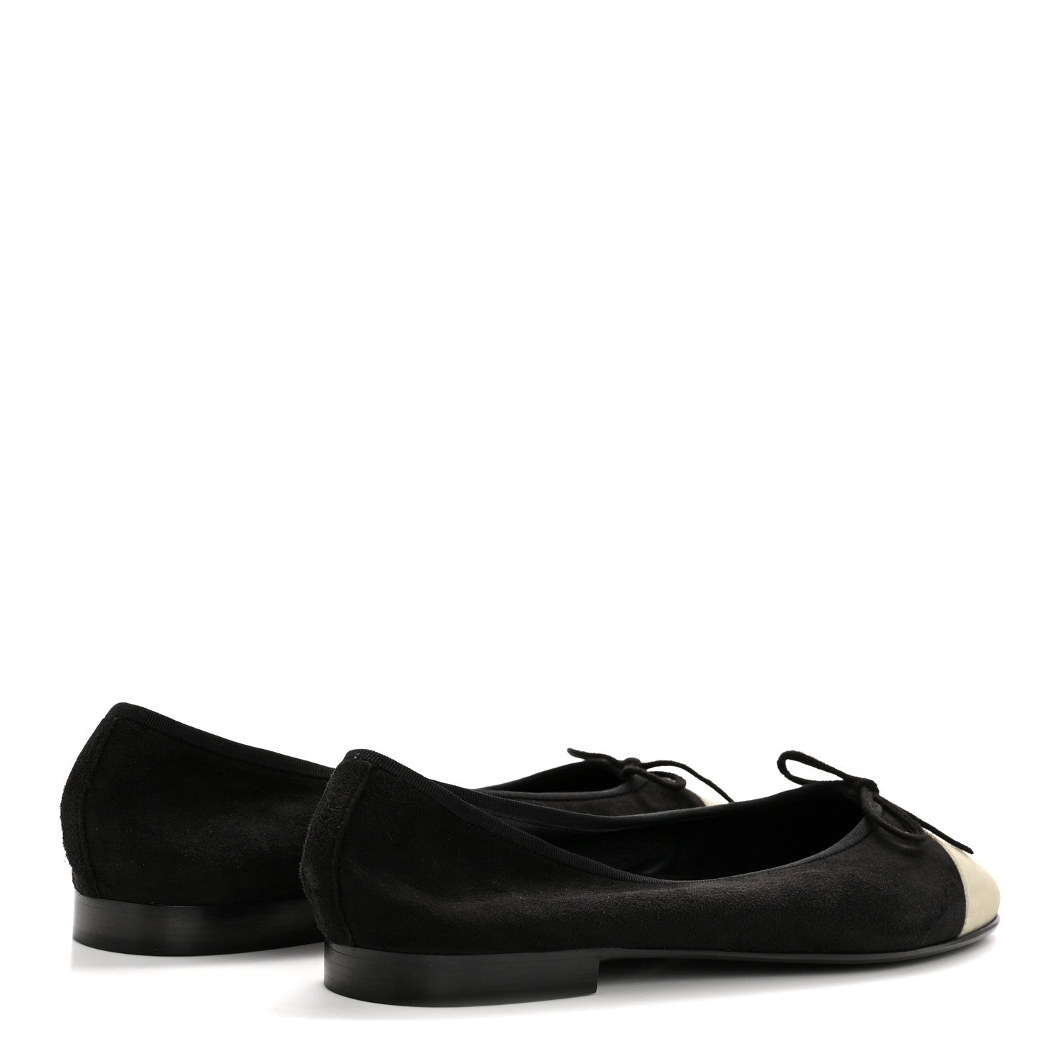 Kid Suede Hologram Cap Toe CC Ballerina Flats 40 Black White