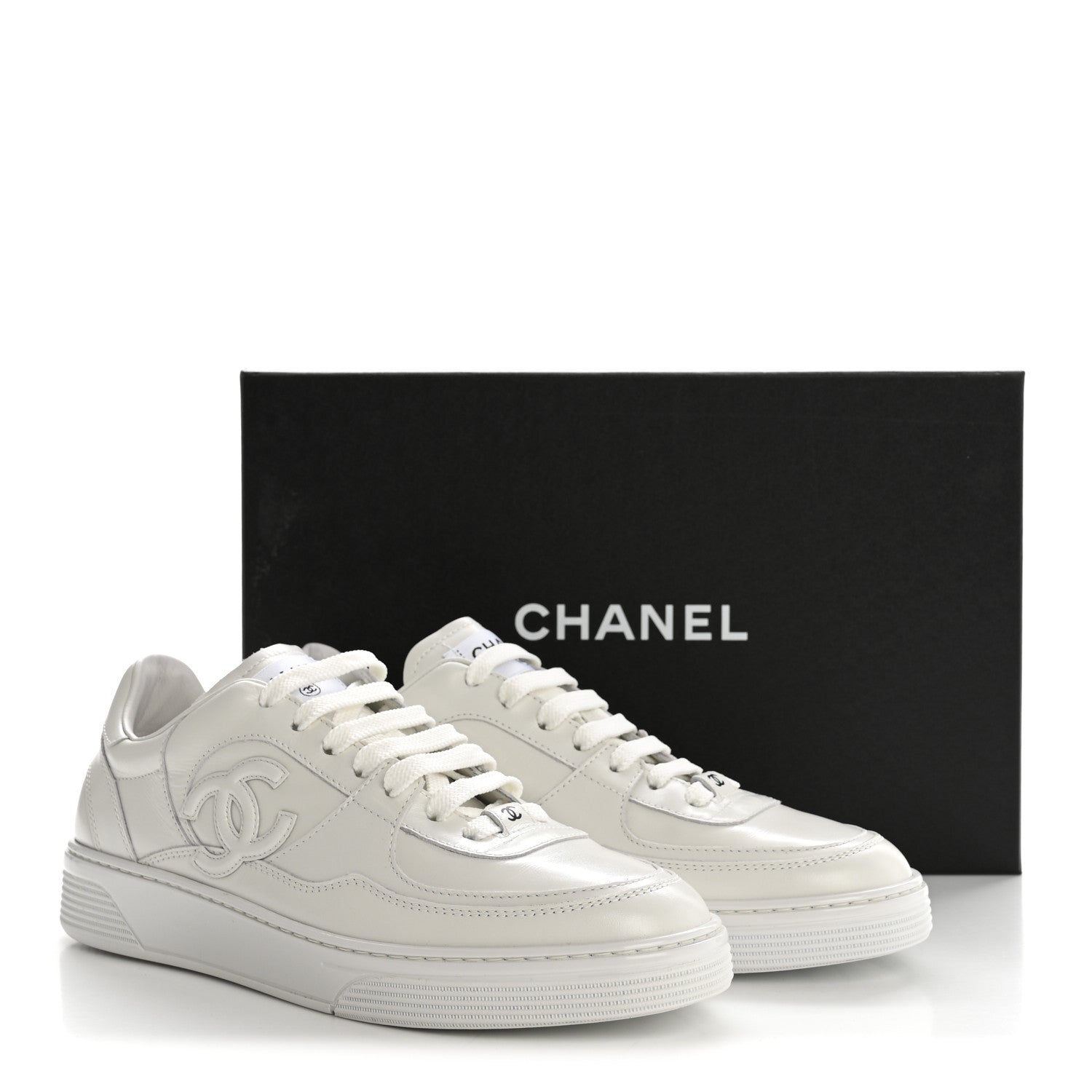 Calfskin Womens CC Sneakers 40 White