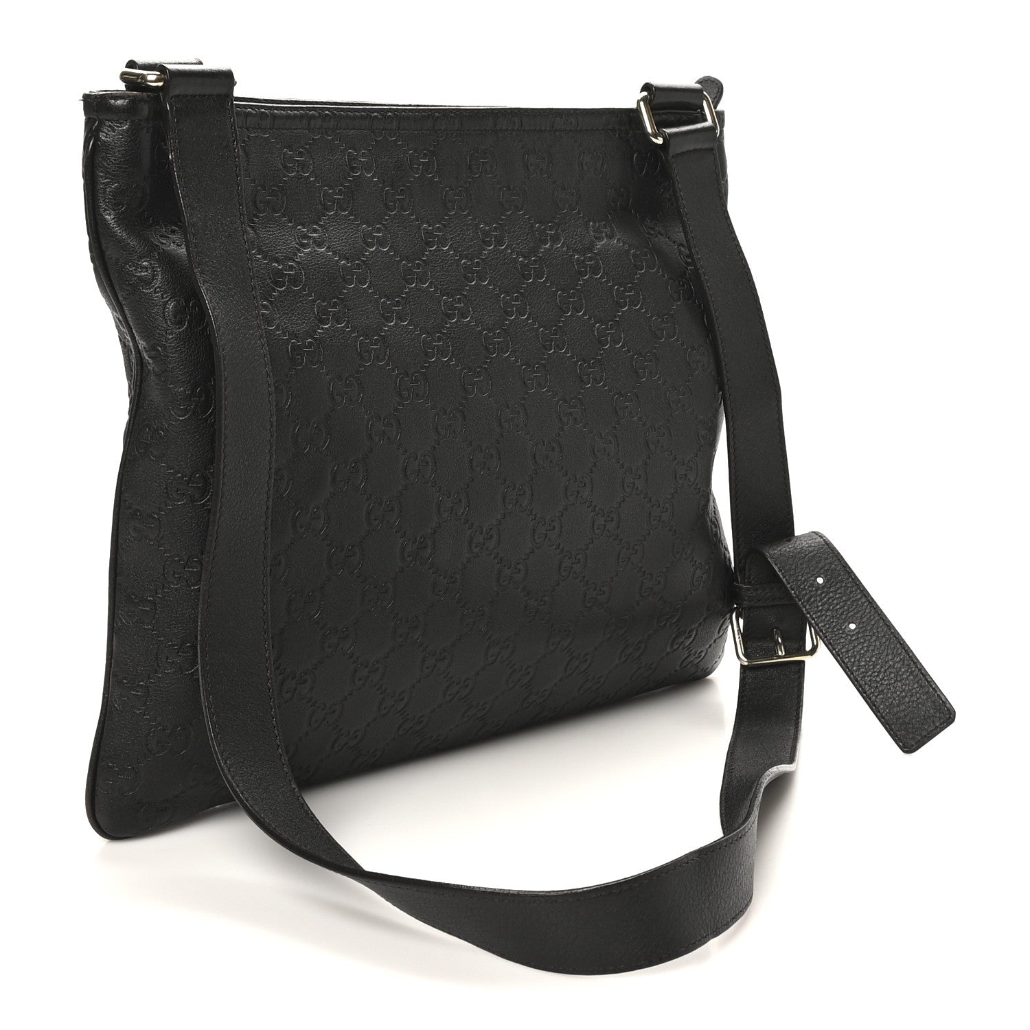 Guccissima Medium Flat Messenger Bag Black