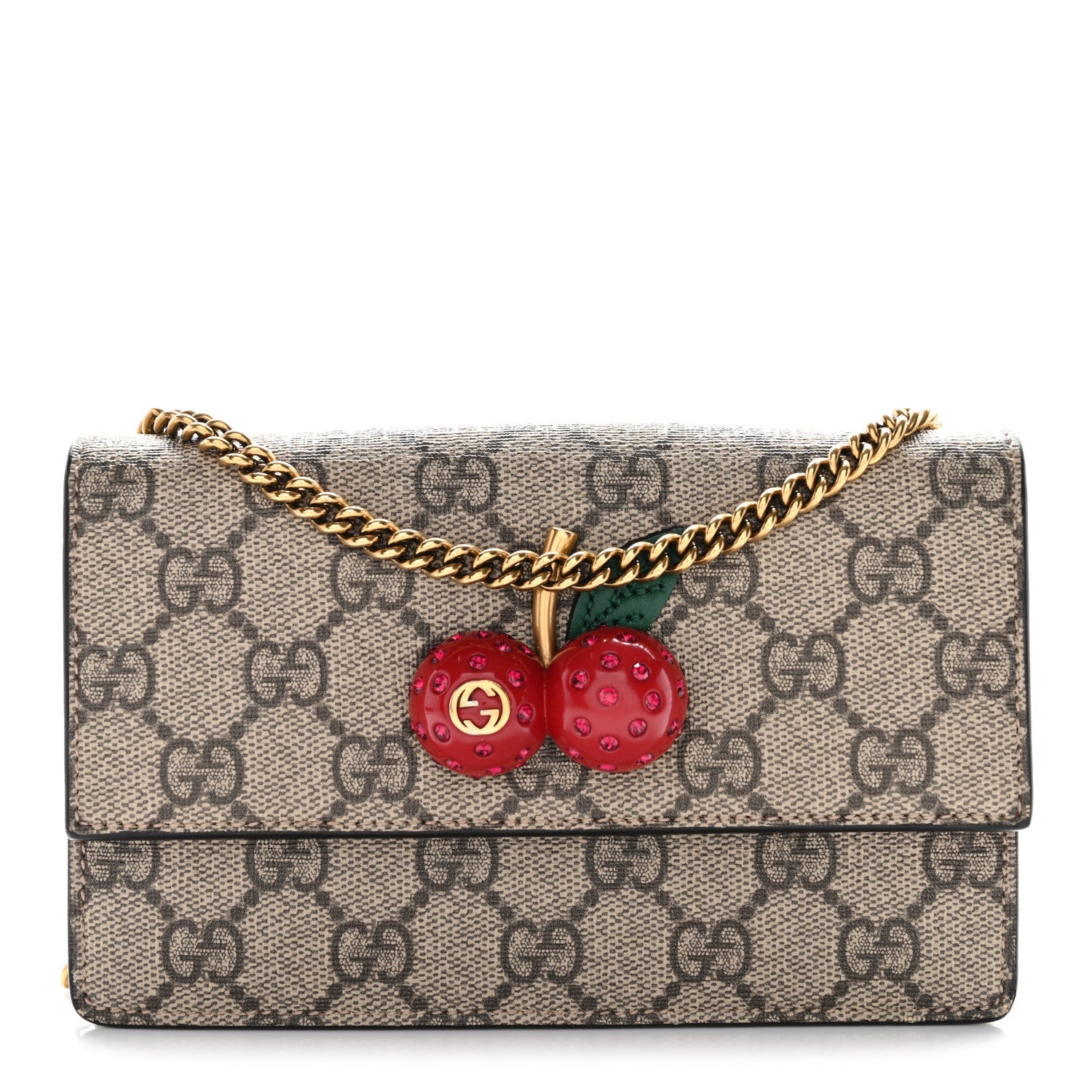 GG Supreme Monogram Mini Cherry Chain Bag