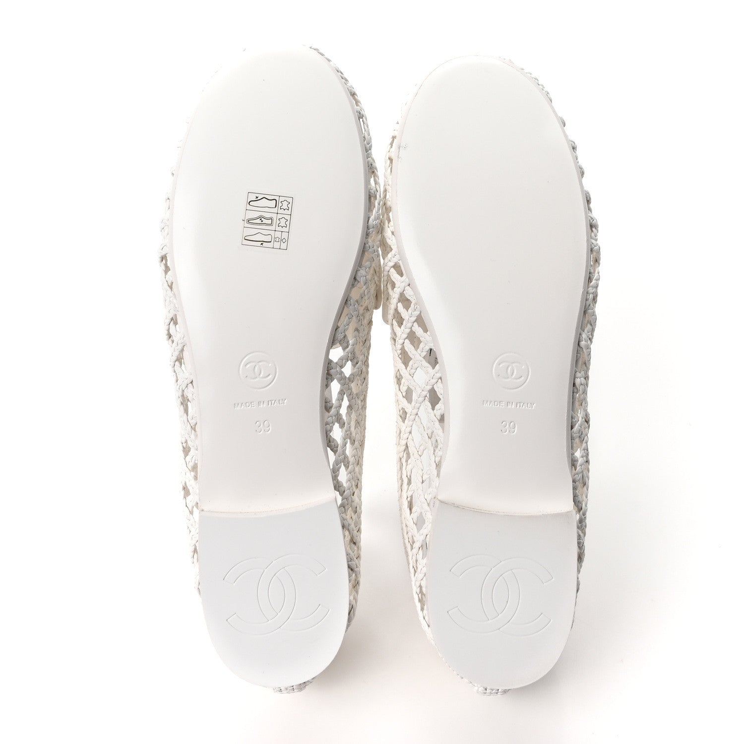 Braided Lambskin CC Mocassin Loafers 37 White