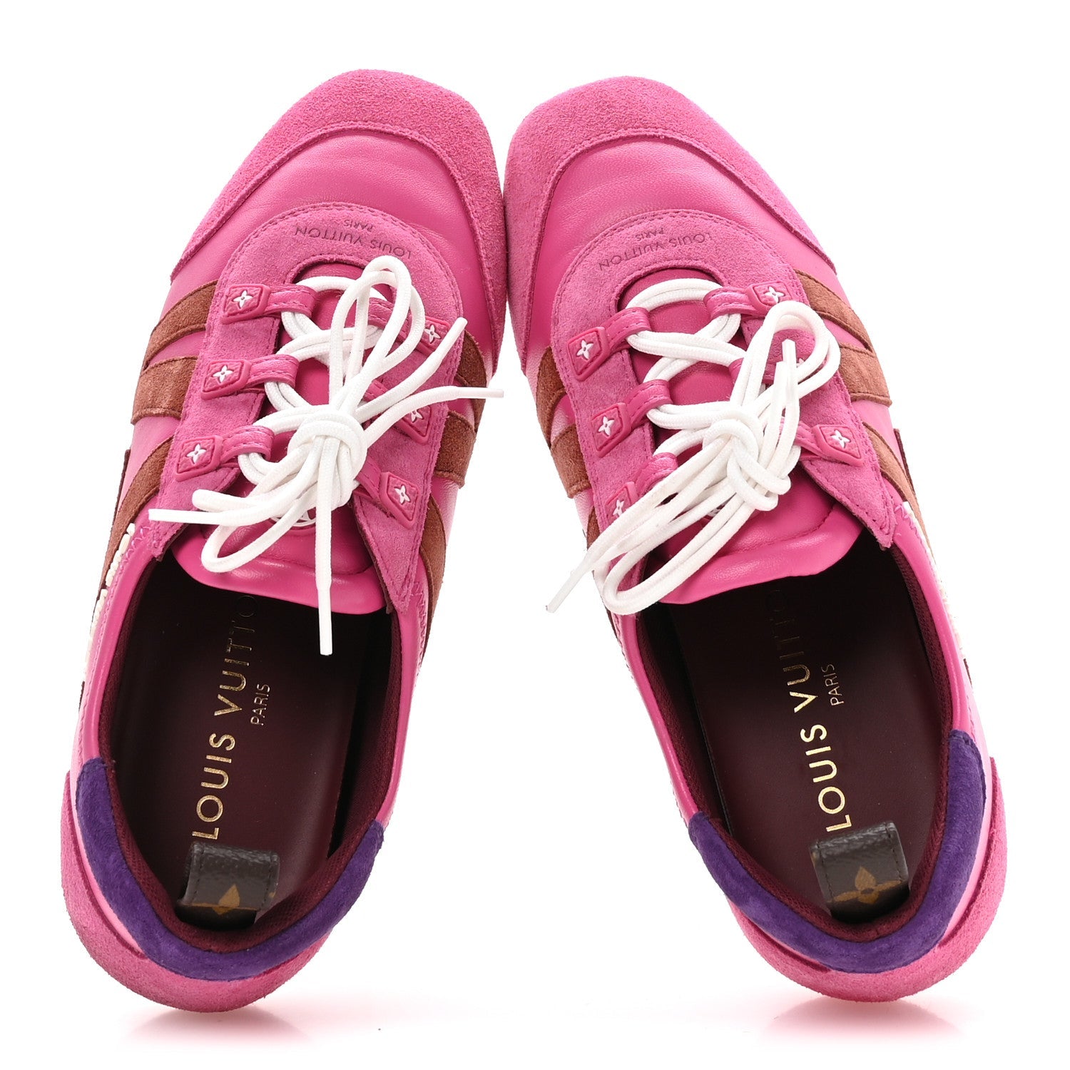 Suede Calfskin LV Sneakerina Sneakers 37 Fuchsia Pink