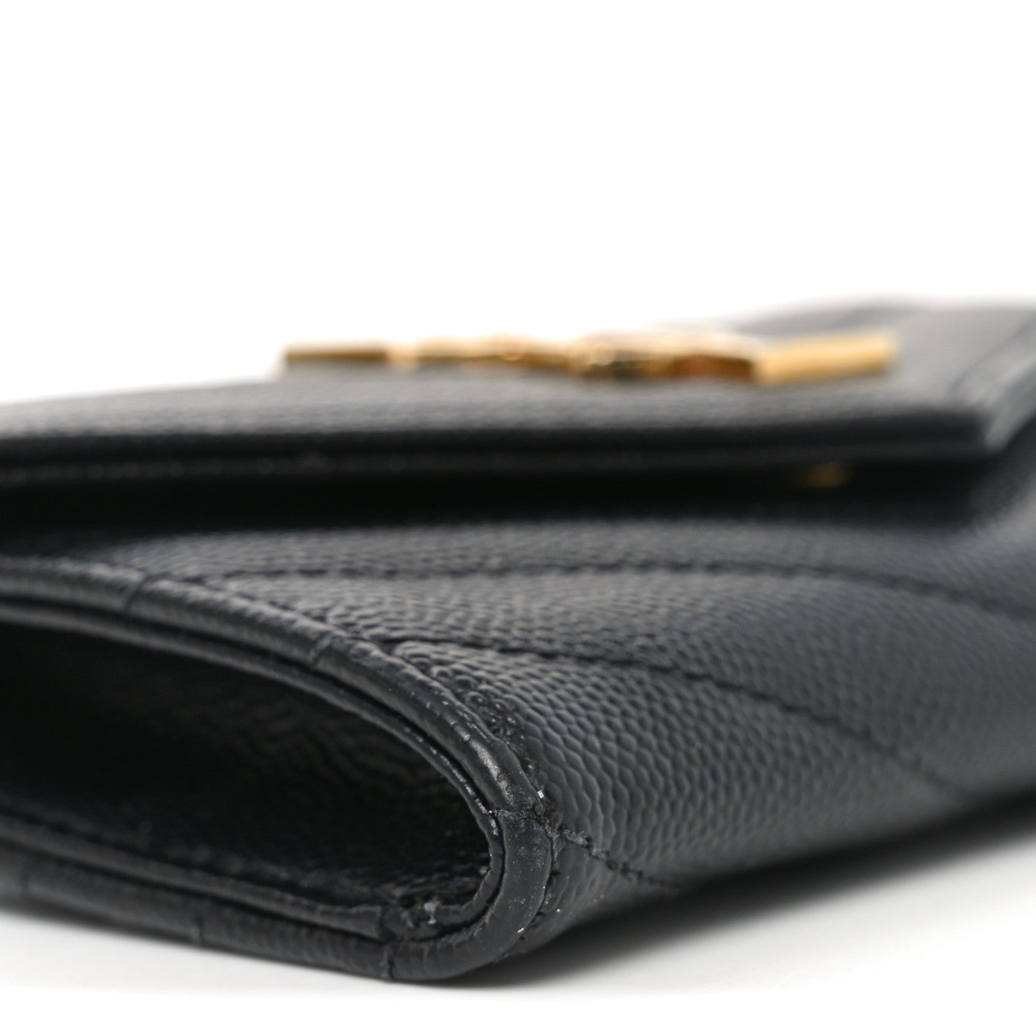 Grain De Poudre Matelasse Chevron Small Monogram Envelope Wallet Black