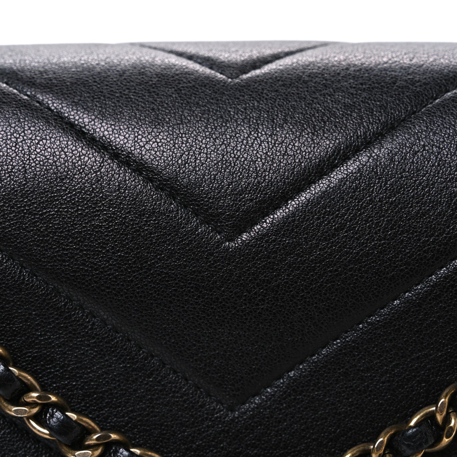 Lambskin Chevron Quilted Medium Envelope Flap Black