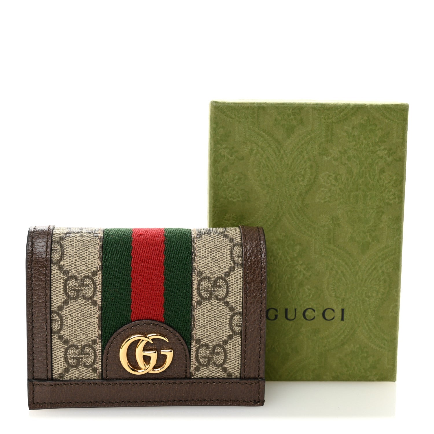 GG Supreme Monogram Web Ophidia Card Case Beige New Acero