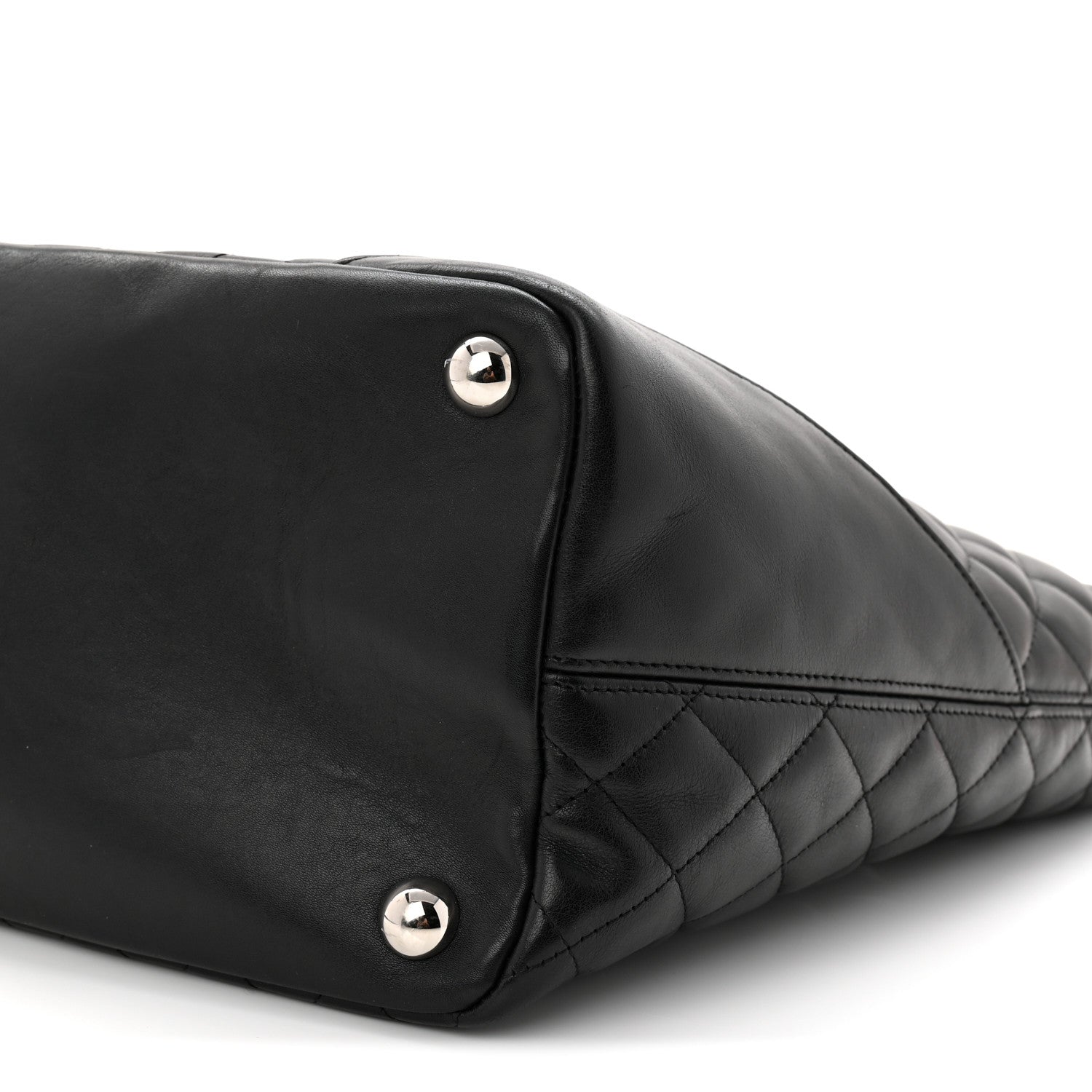 Calfskin Quilted Large Cambon Tote Black