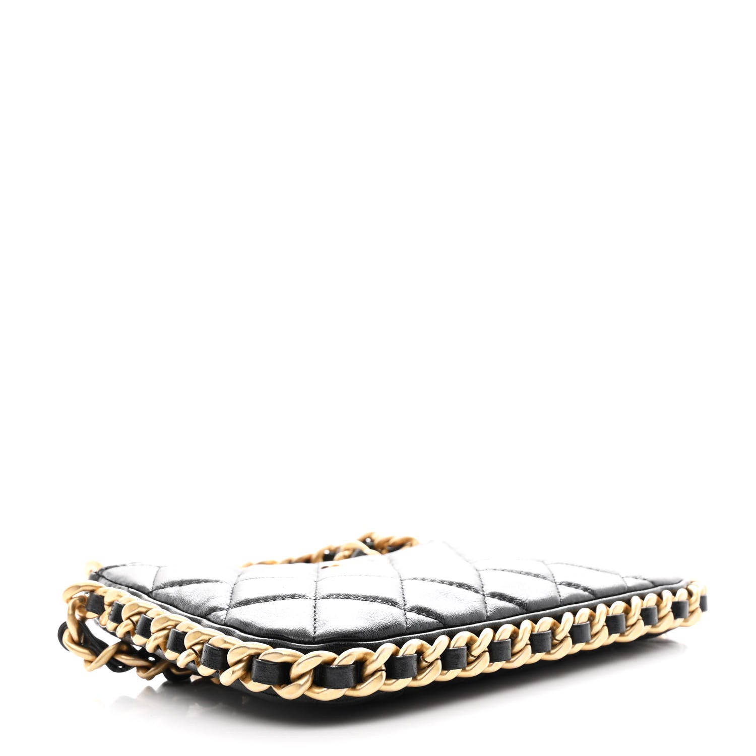Lambskin Quilted Chain Around Top Handle Mini Bag Black