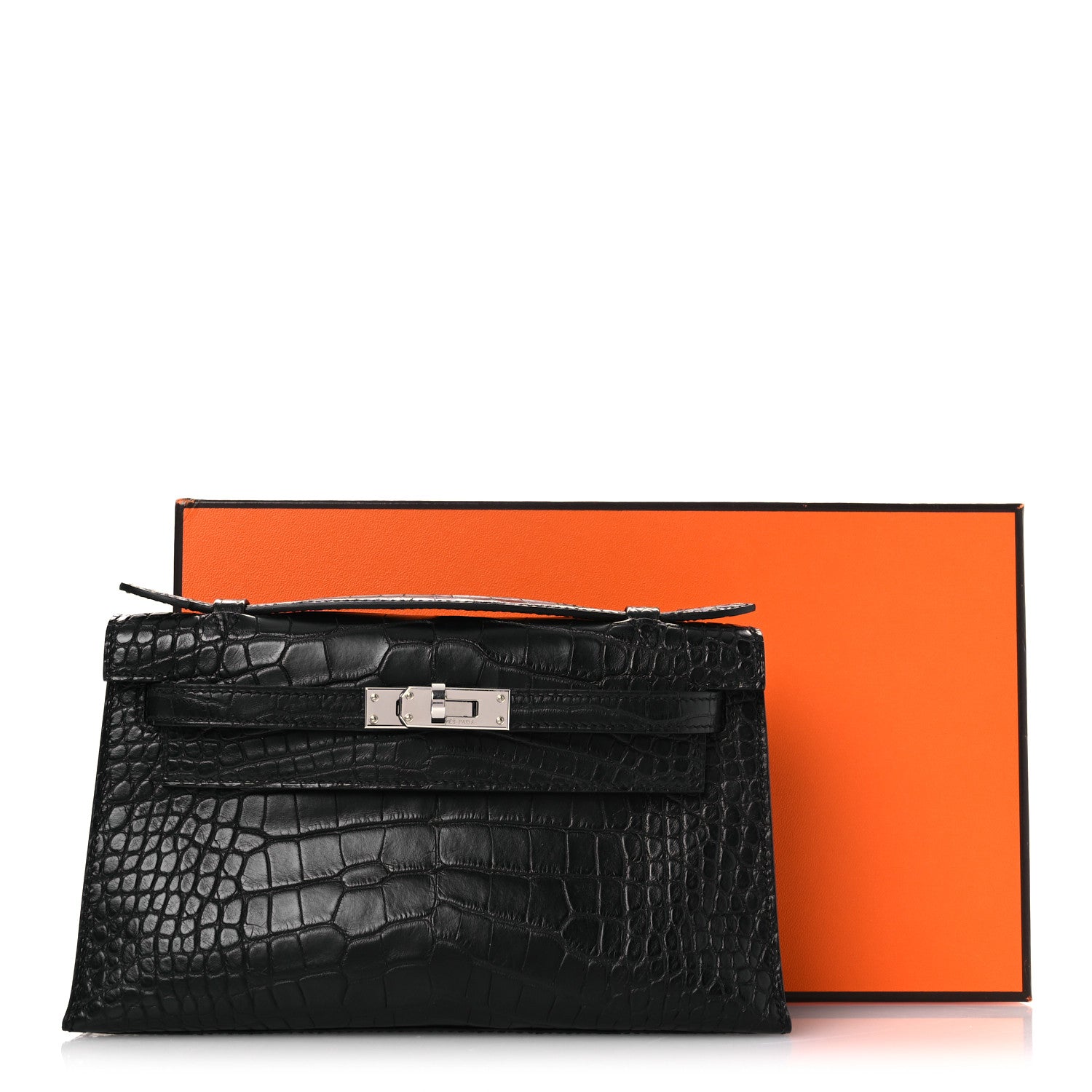 Matte Alligator Kelly Pochette Black