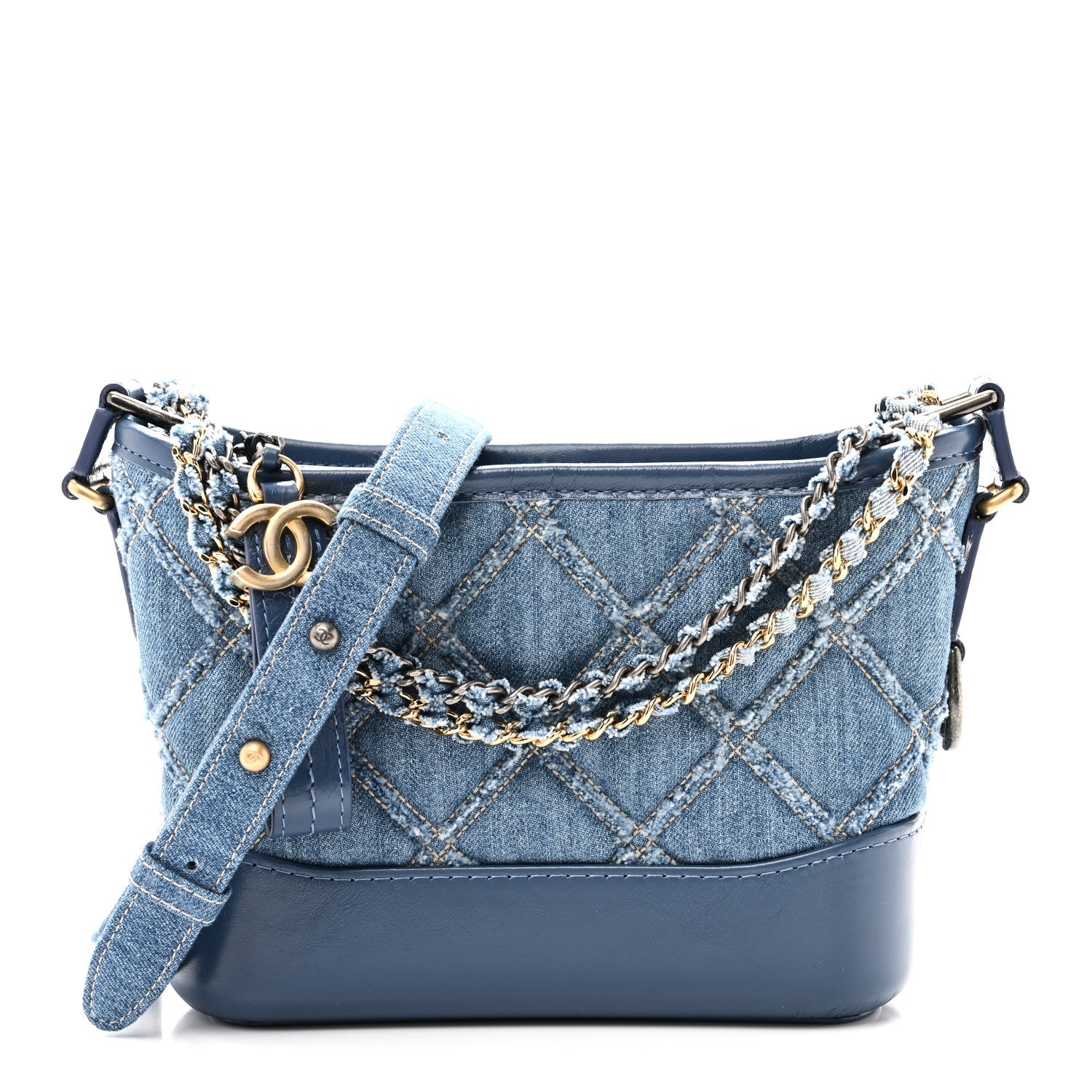 Denim Calfskin Small Gabrielle Hobo Blue