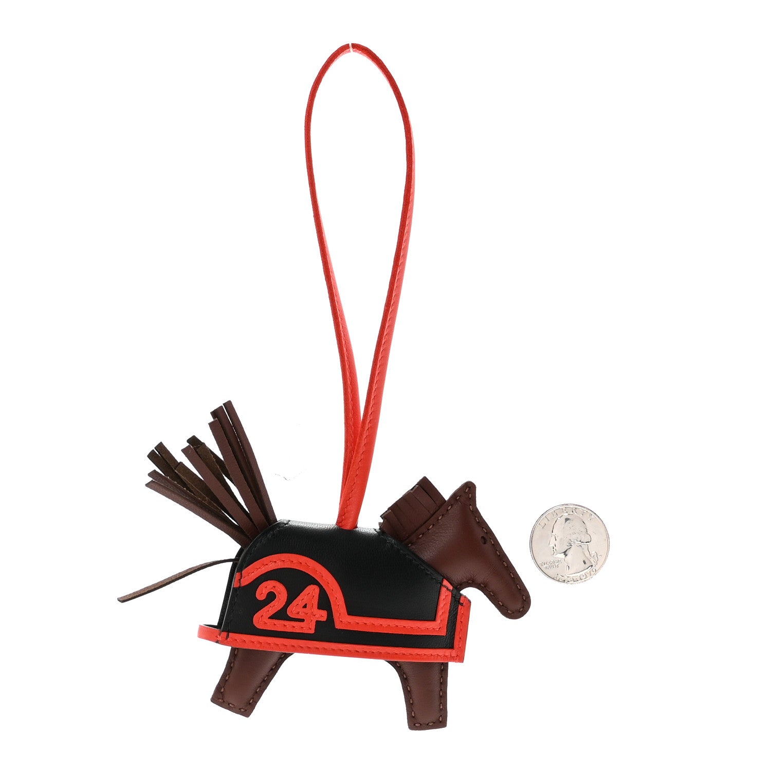 Milo Lambskin Grigri Rodeo Robeo 24 Bag Charm PM Terre Black Capucine