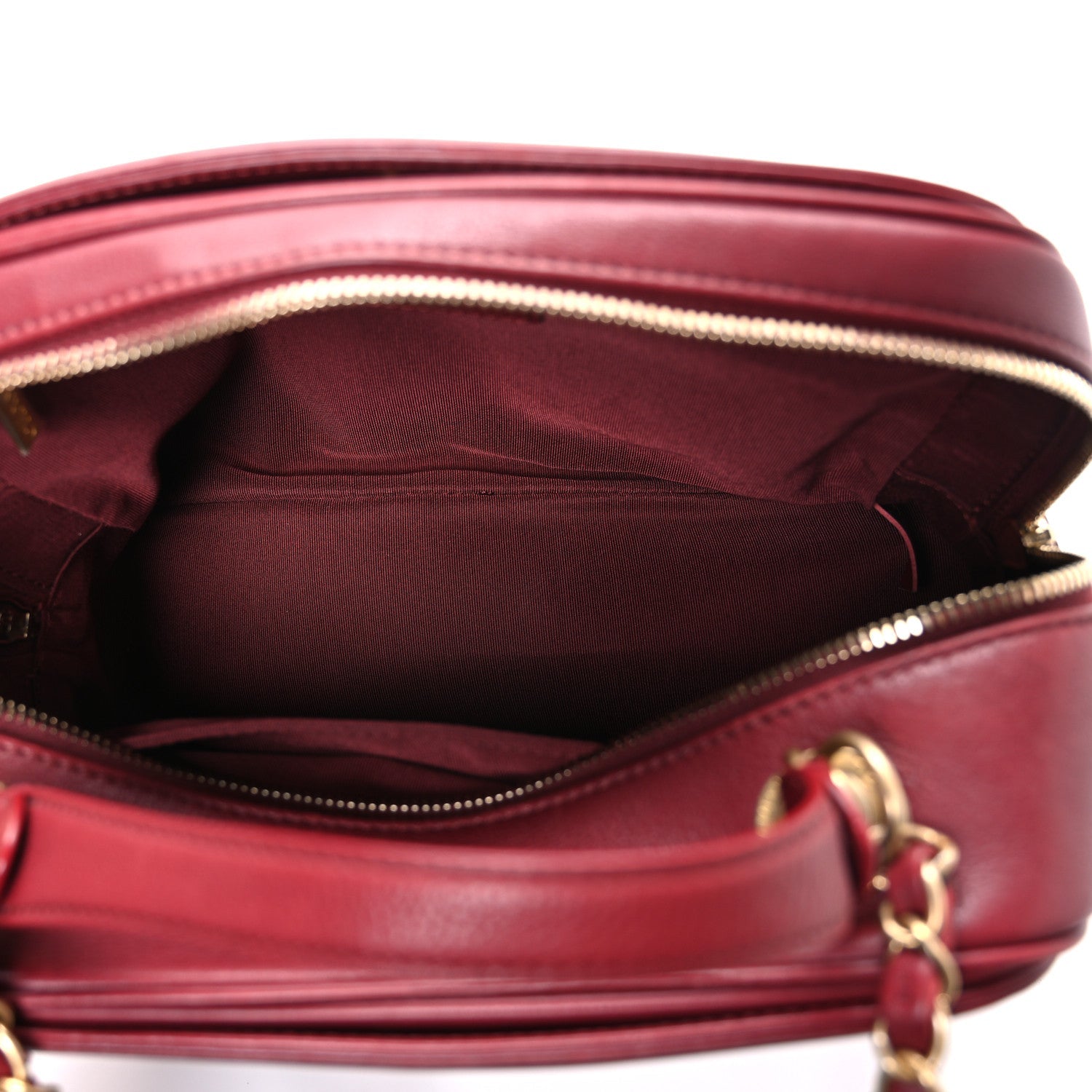 Calfskin Quilted CC Medium Vanity Case Dark Red