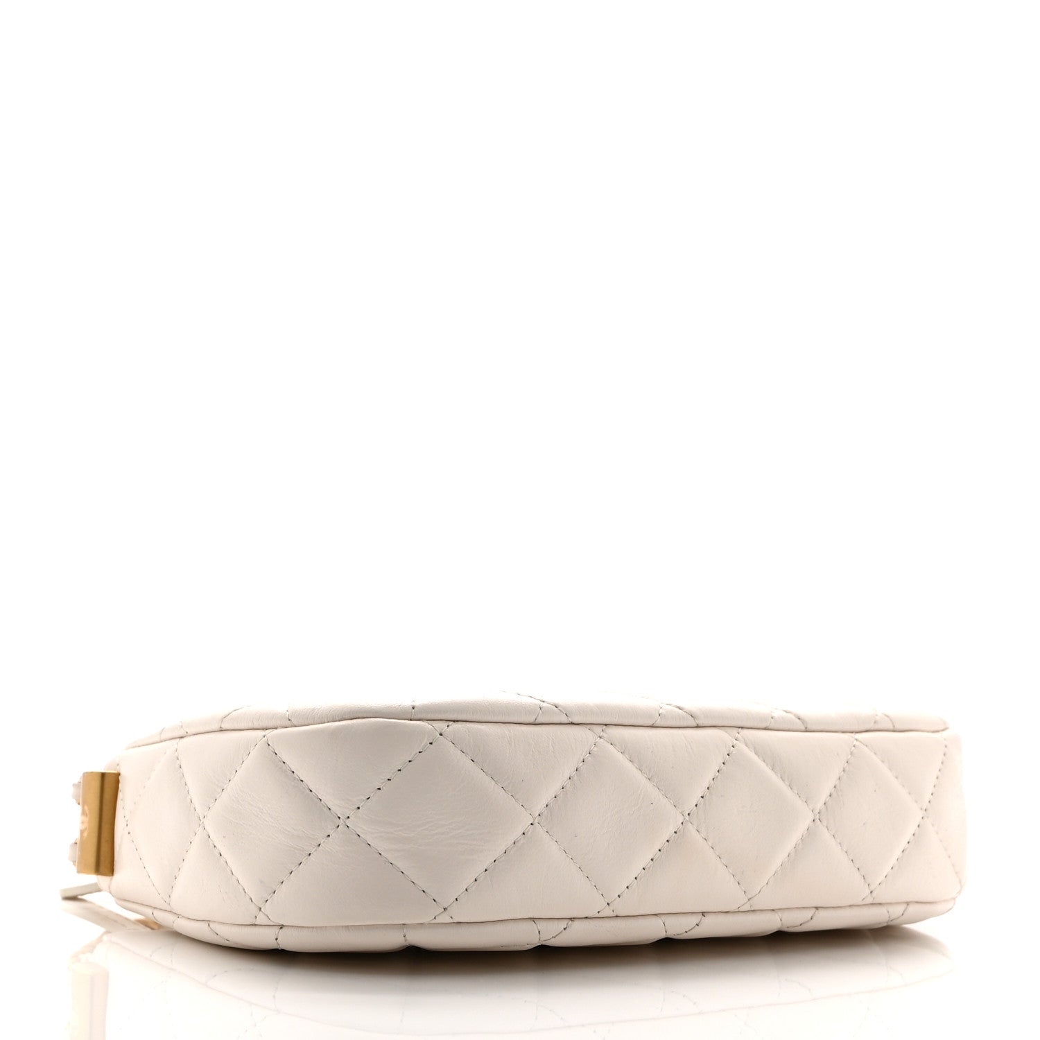 Aged Calfskin Quilted Small Chanel 19 Hobo White