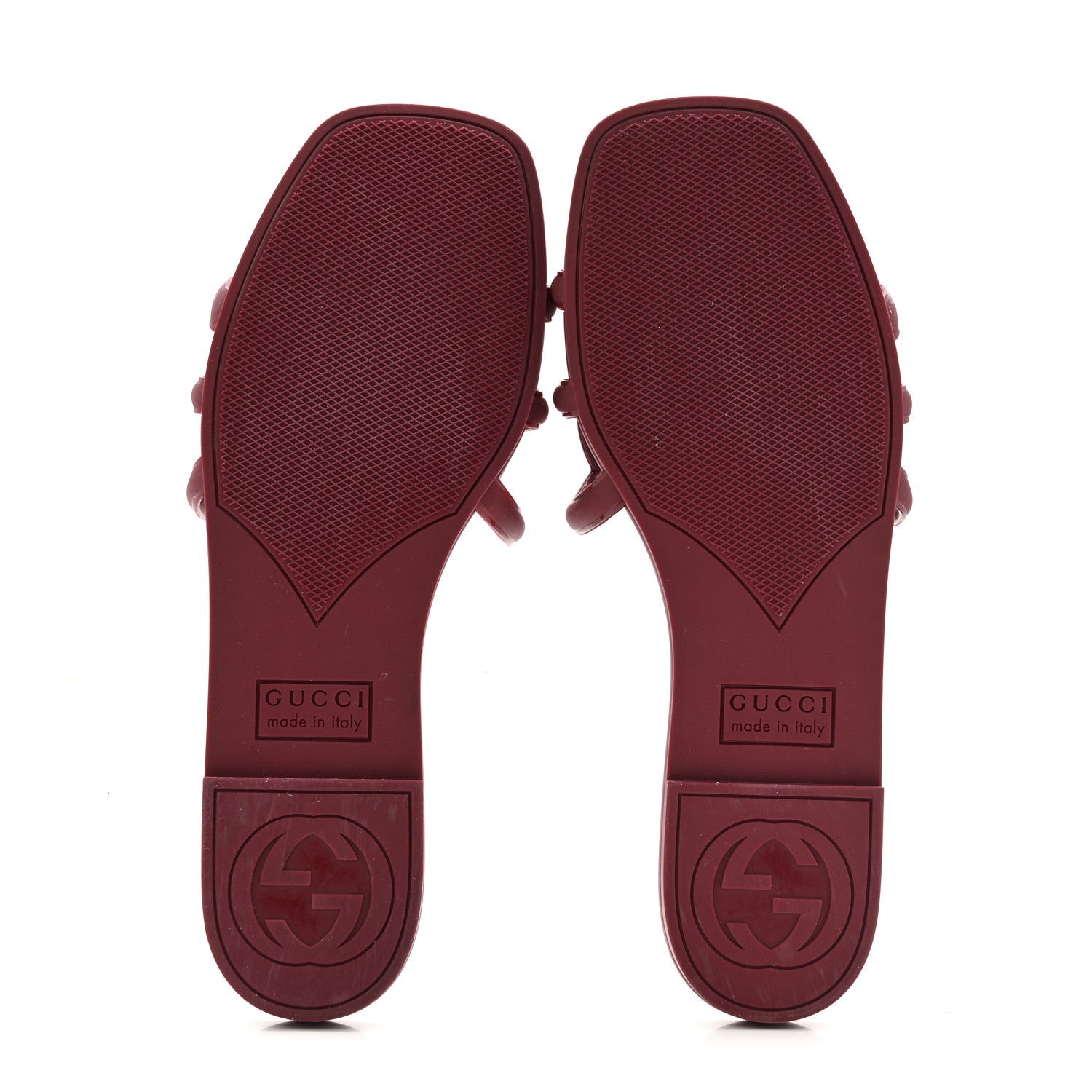 Rubber Interlocking G Womens Slide Sandals 35 Rosso Ancora