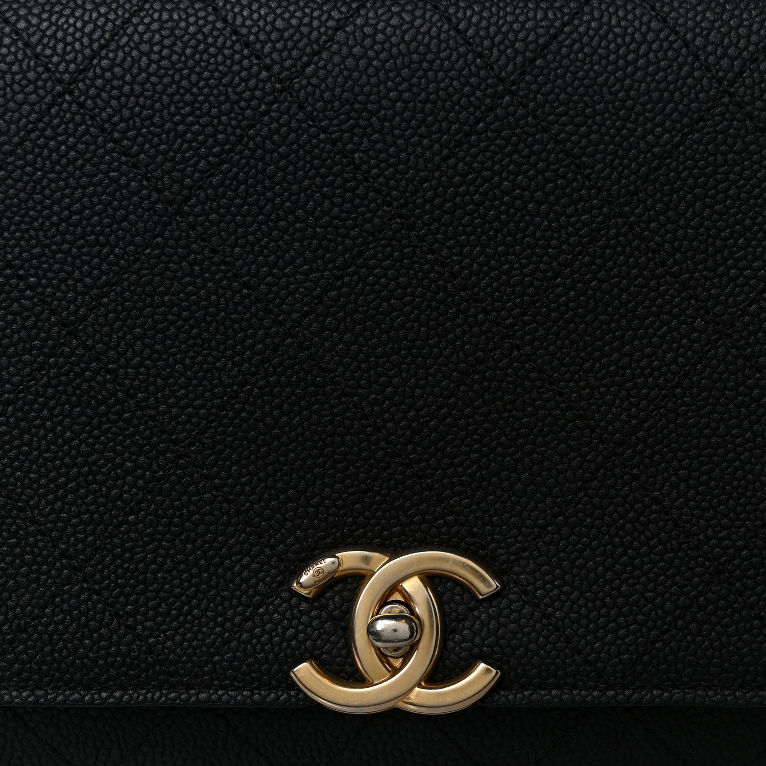 Grained Calfskin Stitched Flap Black
