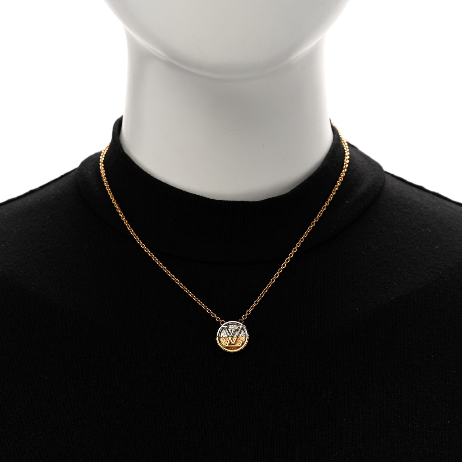 Metal L to V Necklace Gold Silver