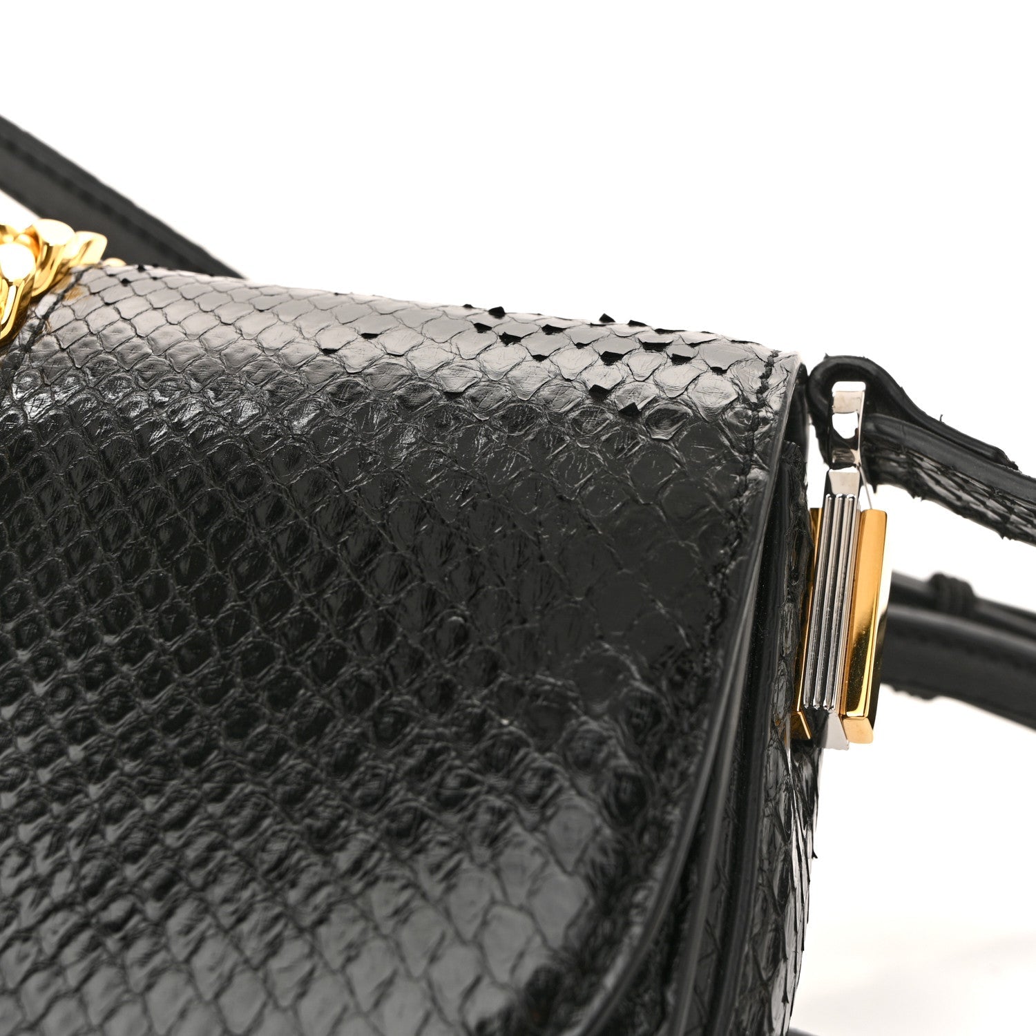 Snakeskin Mini Sylvie 1969 Messenger Bag Black