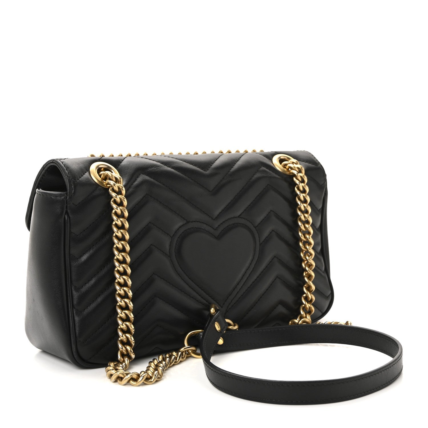 Calfskin Matelasse Small GG Marmont Shoulder Bag Black
