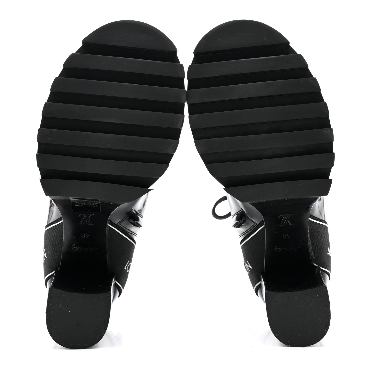 Glazed Calfskin Star Trail Ankle Boots 40 Black