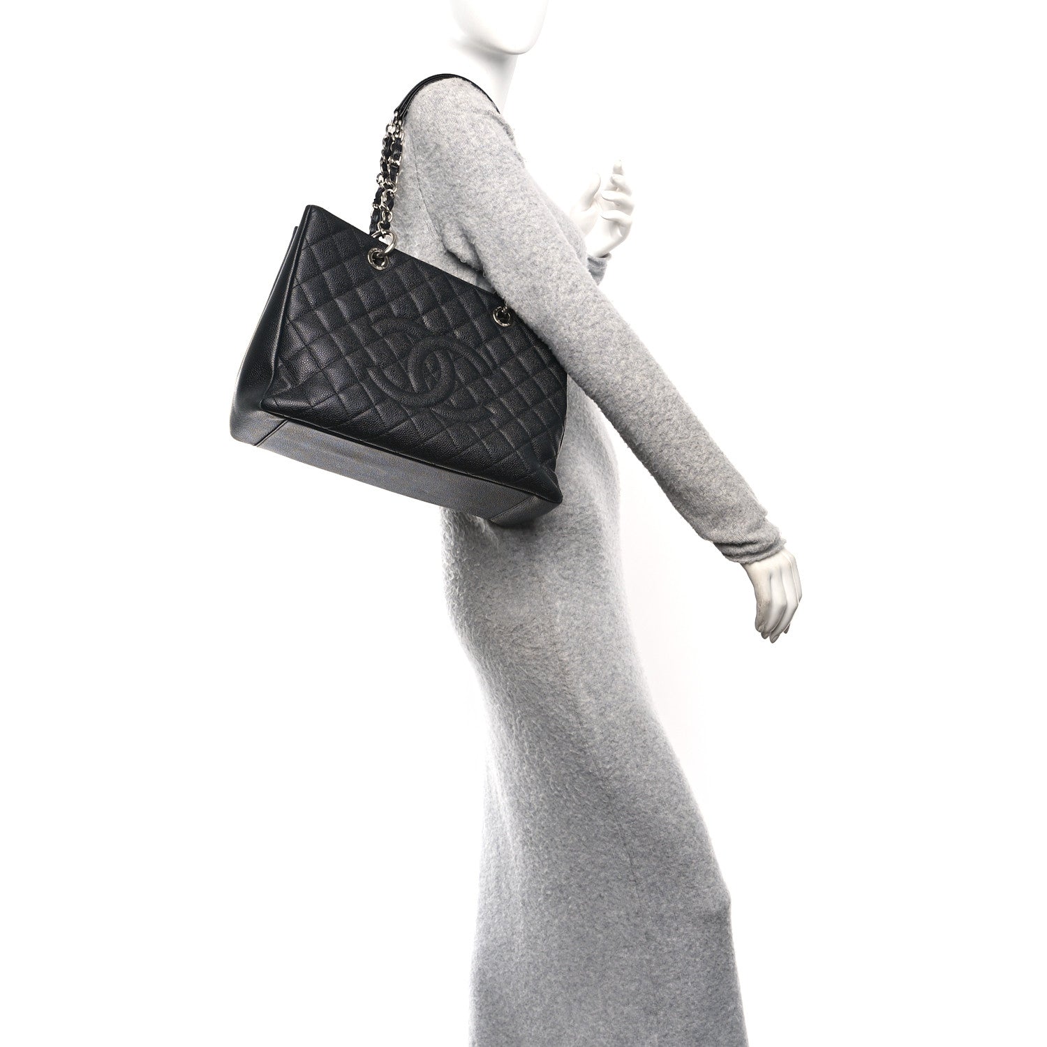 Caviar Quilted Grand Shopping Tote GST Black