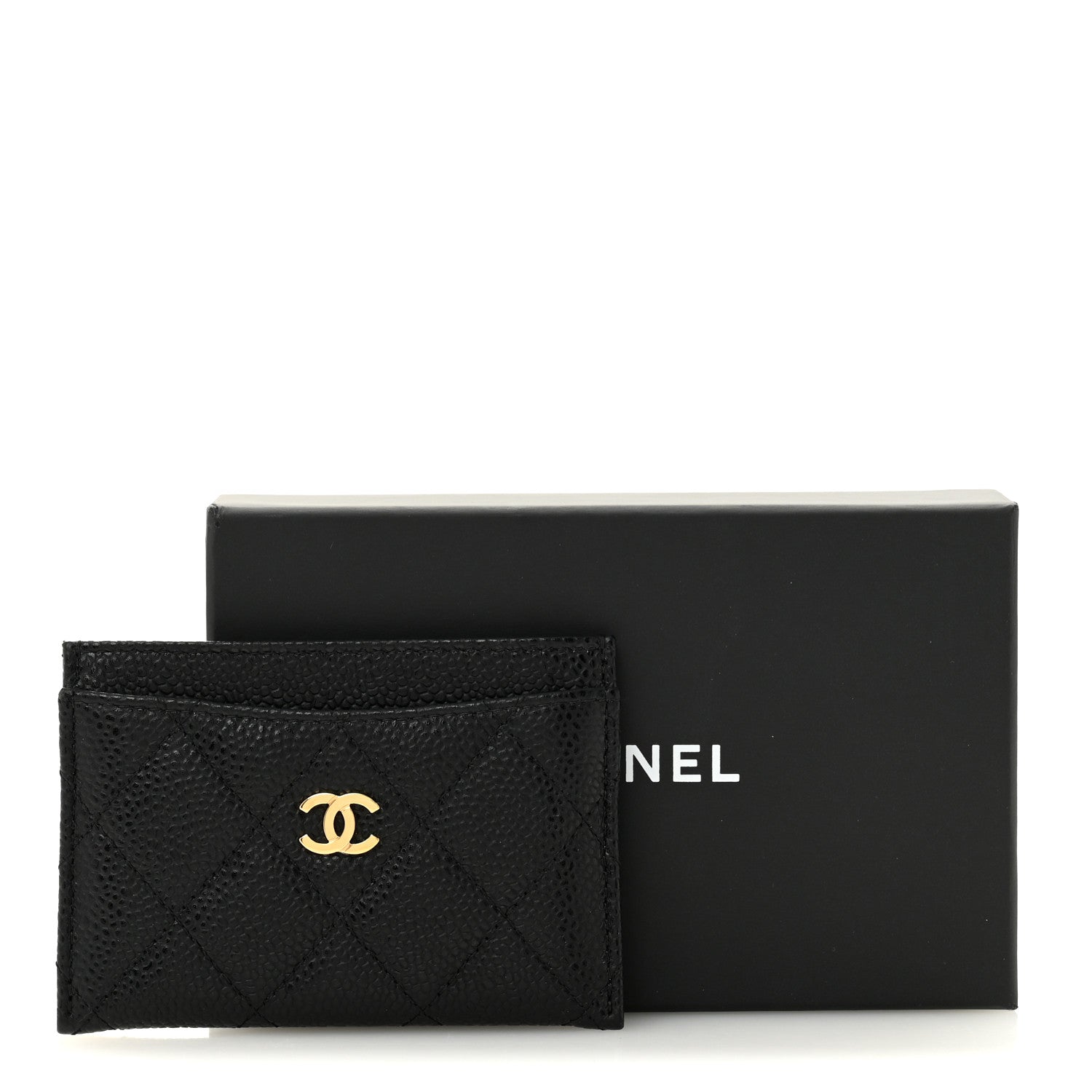 Caviar Quilted Card Holder Black