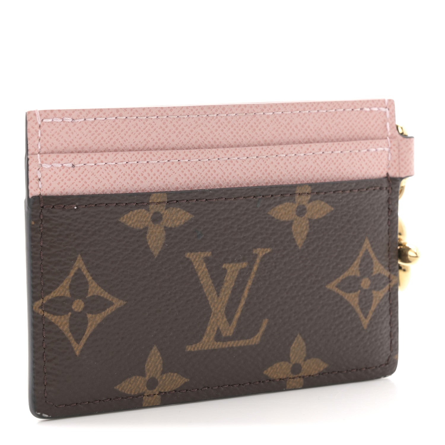 Monogram LV Charms Card Holder Rose Ballerine