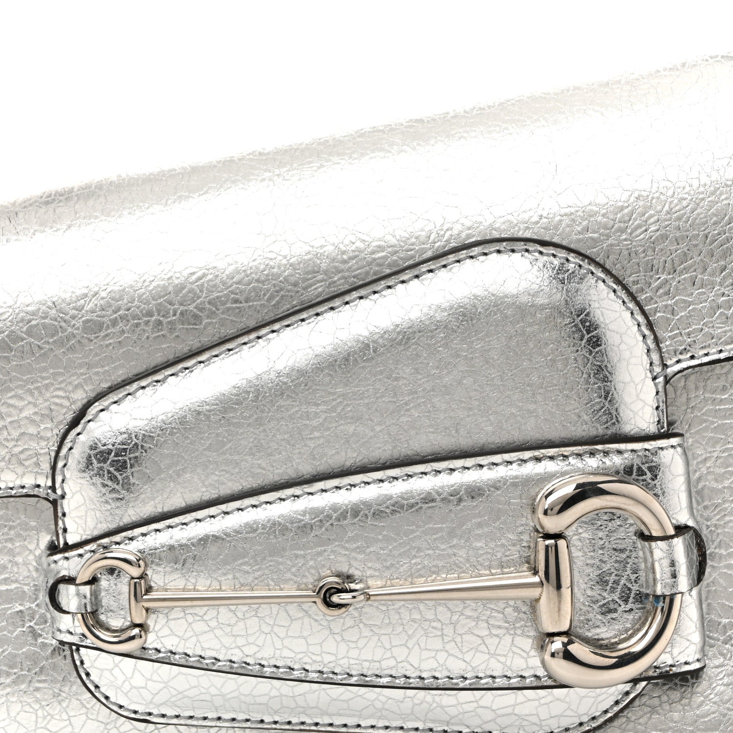 Metallic Calfskin Small Horsebit 1955 Asymmetric Shoulder Bag Silver