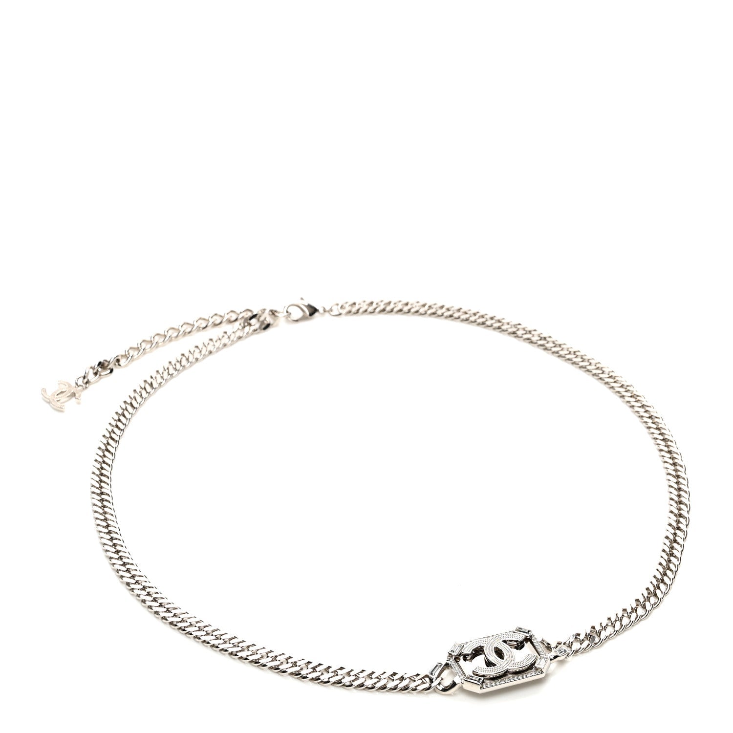 Metal Crystal CC Vendome Chain Belt 75 Silver