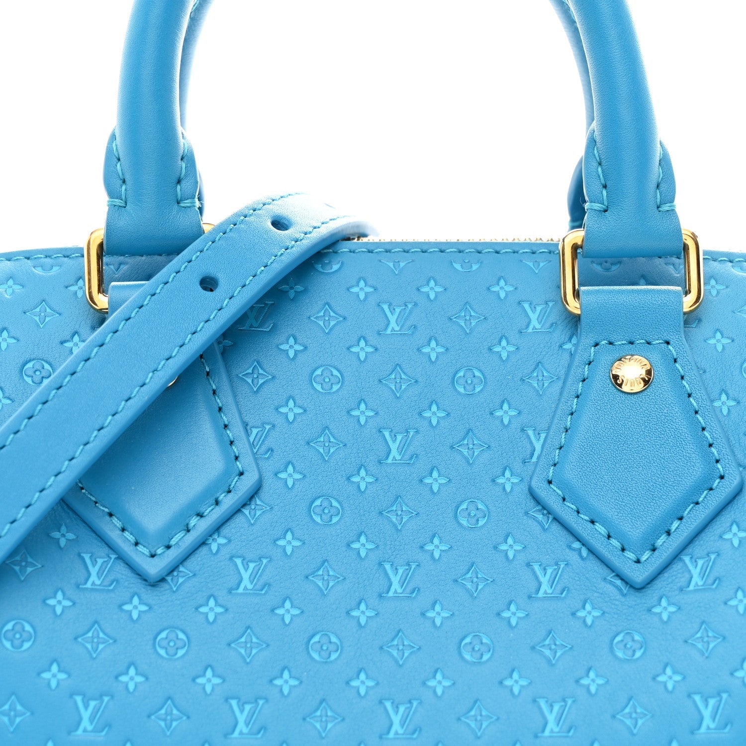 Calfskin Nanogram Embossed Speedy Bandouliere 20 Blue