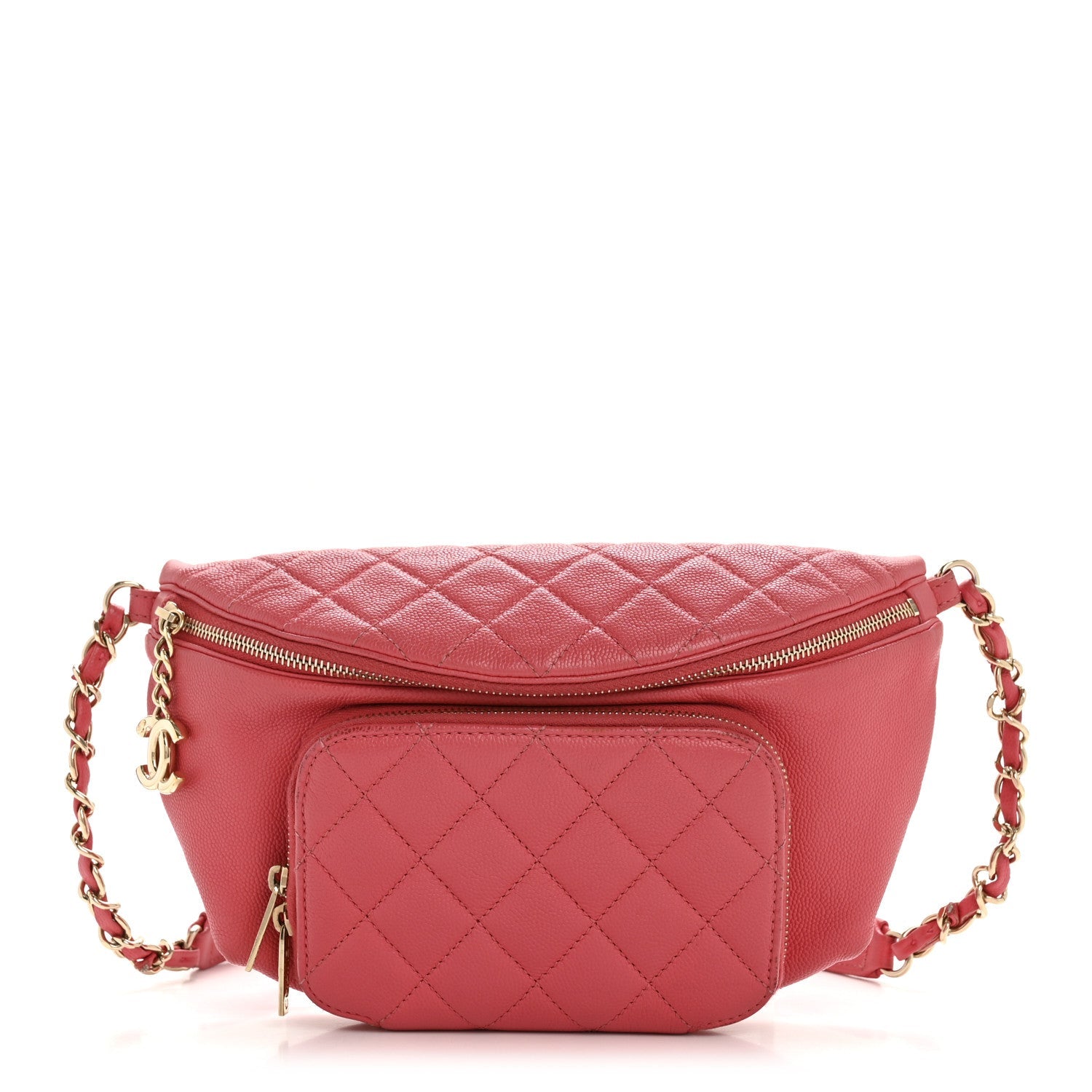 Caviar Quilted Business Affinity Waist Belt Bag Pink