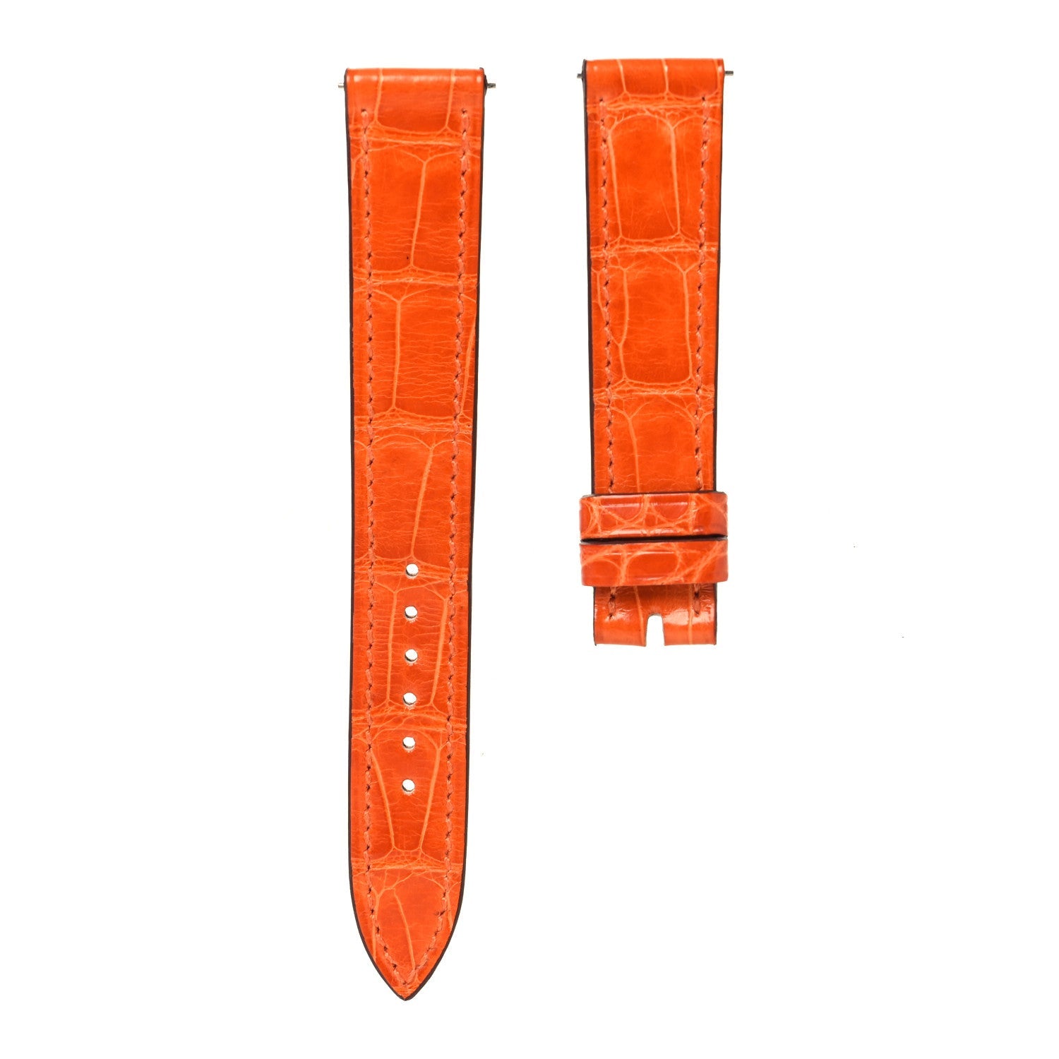 Shiny Alligator Single Tour Watch Strap Orange