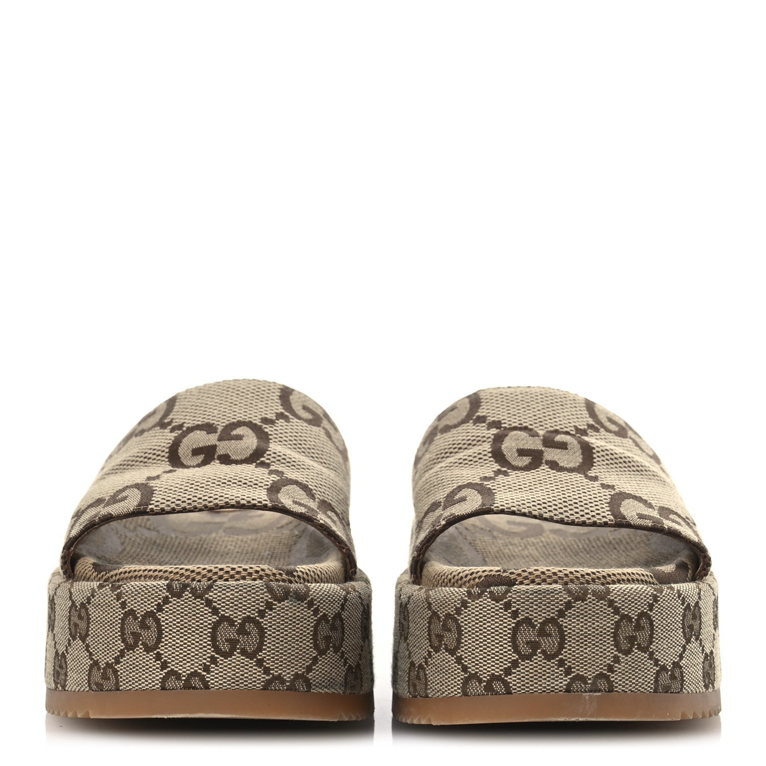 Monogram Maxi GG Angelina Platform 55mm Slide Sandals 37 Camel Ebony
