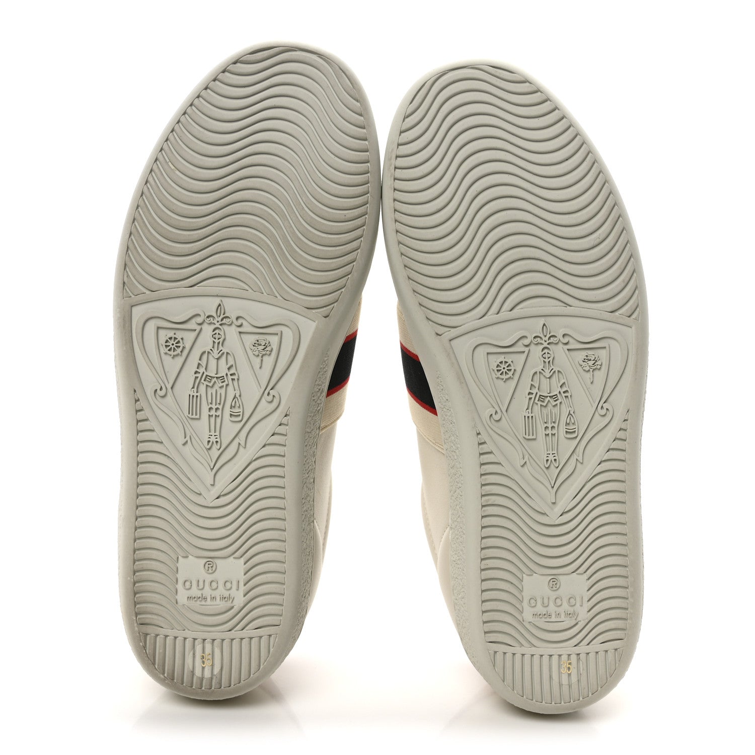 Calfskin Stripe Womens New Ace Sneakers 35 New Mystic White Ecru Red Flame
